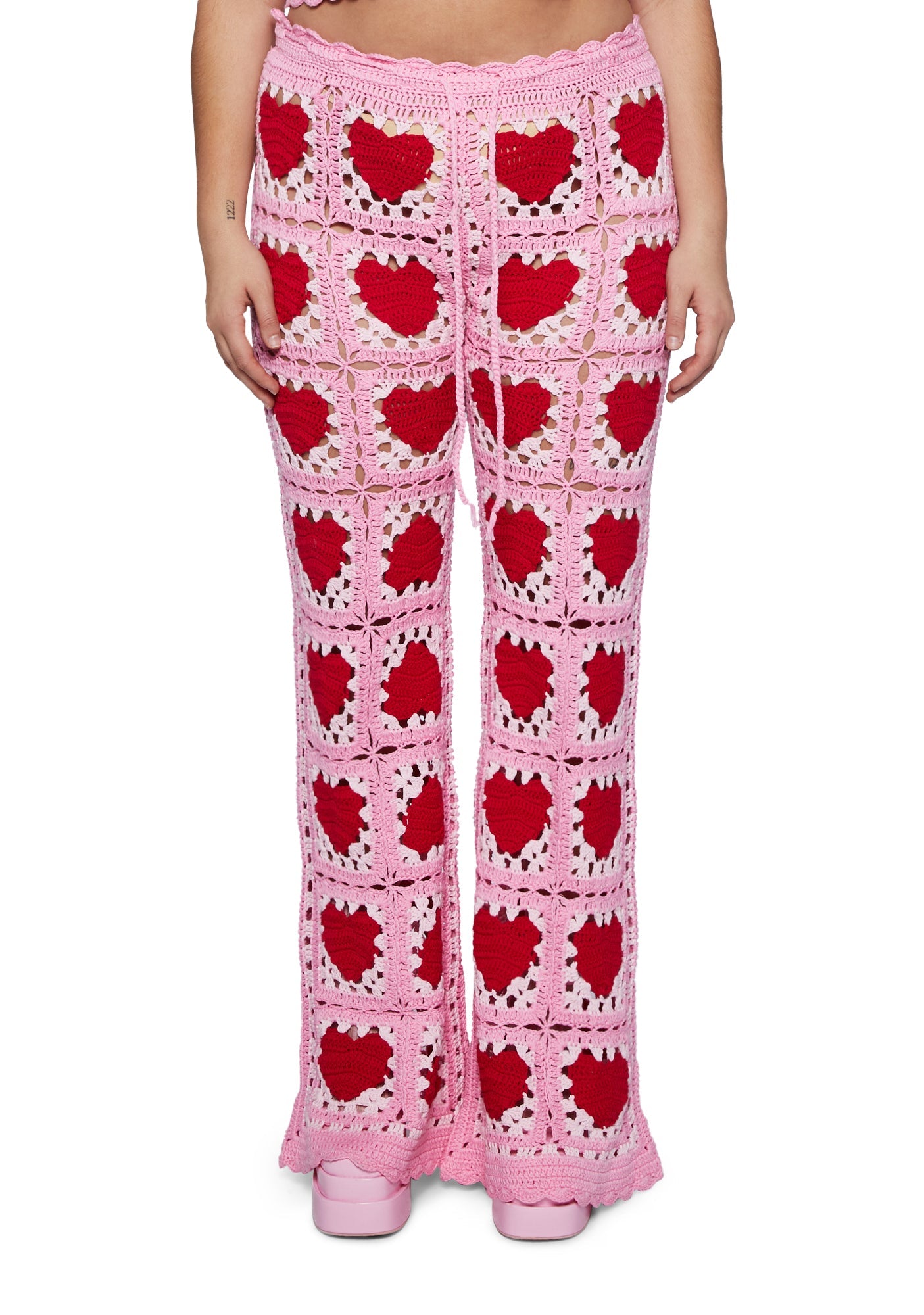 Sugar Thrillz Heart Crochet Pants- Pink – Dolls Kill