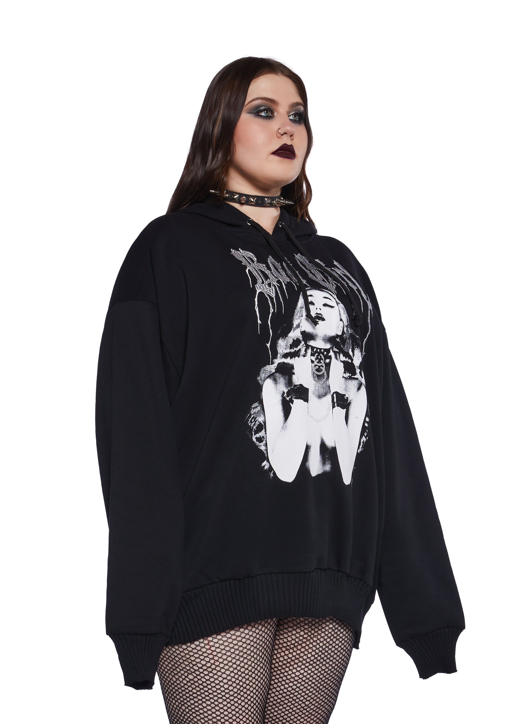 Plus Size Widow Oversized Graphic Hoodie- Black – Dolls Kill