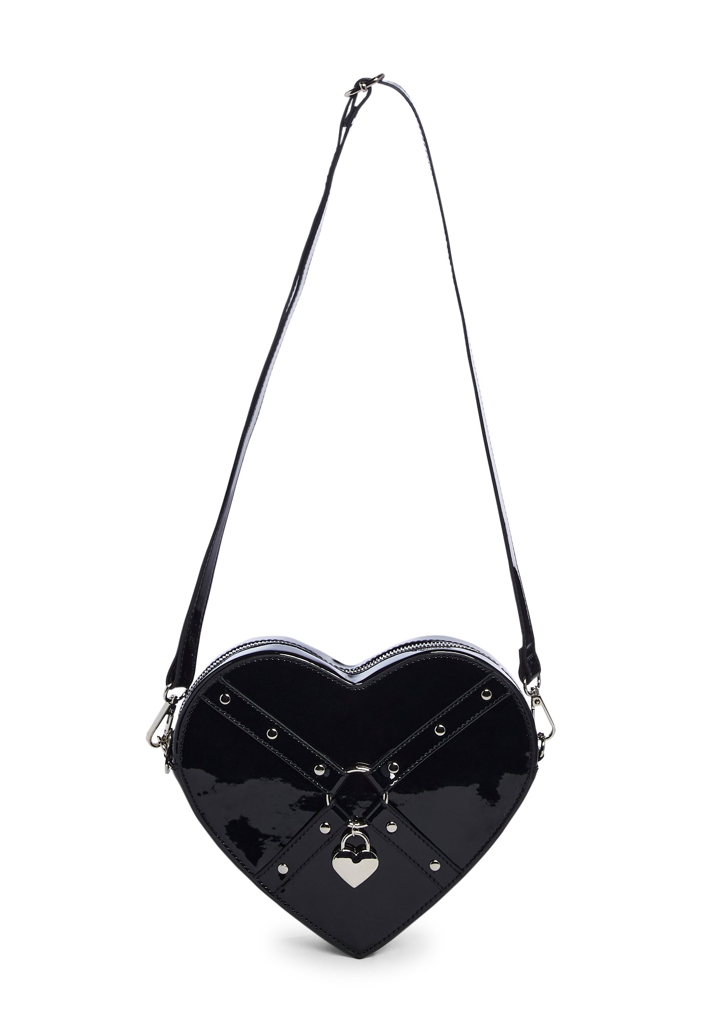 Widow PVC Heart Shaped Crossbody Backpack Bag - Black – Dolls Kill