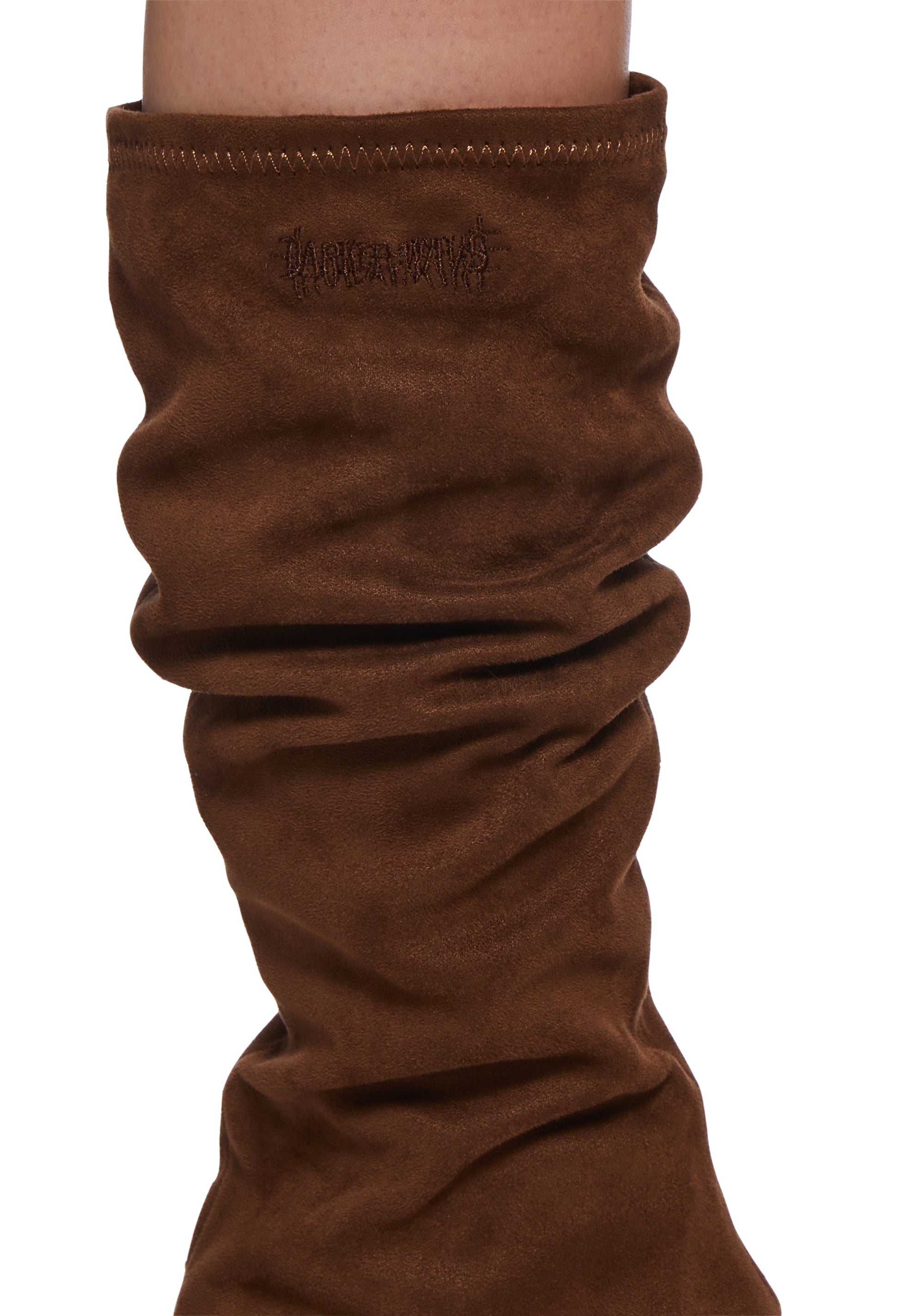 Darker Wavs Knee High Faux Suede Pant Boots - Brown – Dolls Kill