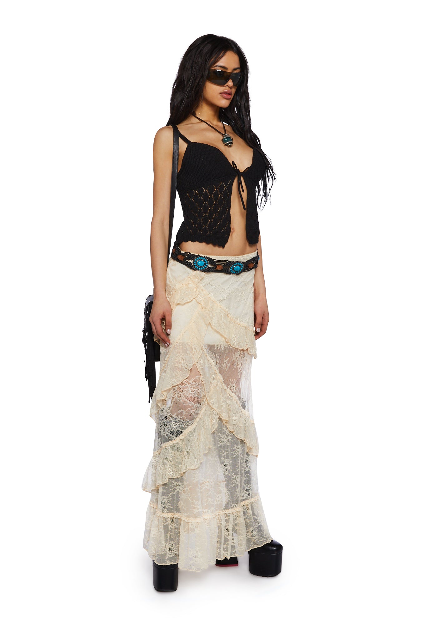 Current Mood Lace Maxi Skirt- Off White – Dolls Kill