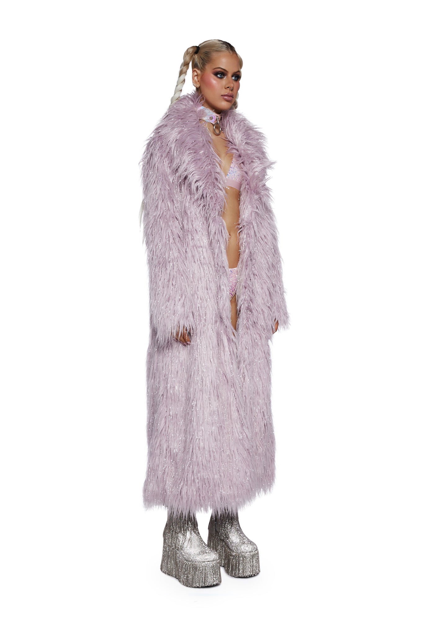 Club Exx Faux Fur Rave Fairycore Coat Purple Dolls Kill