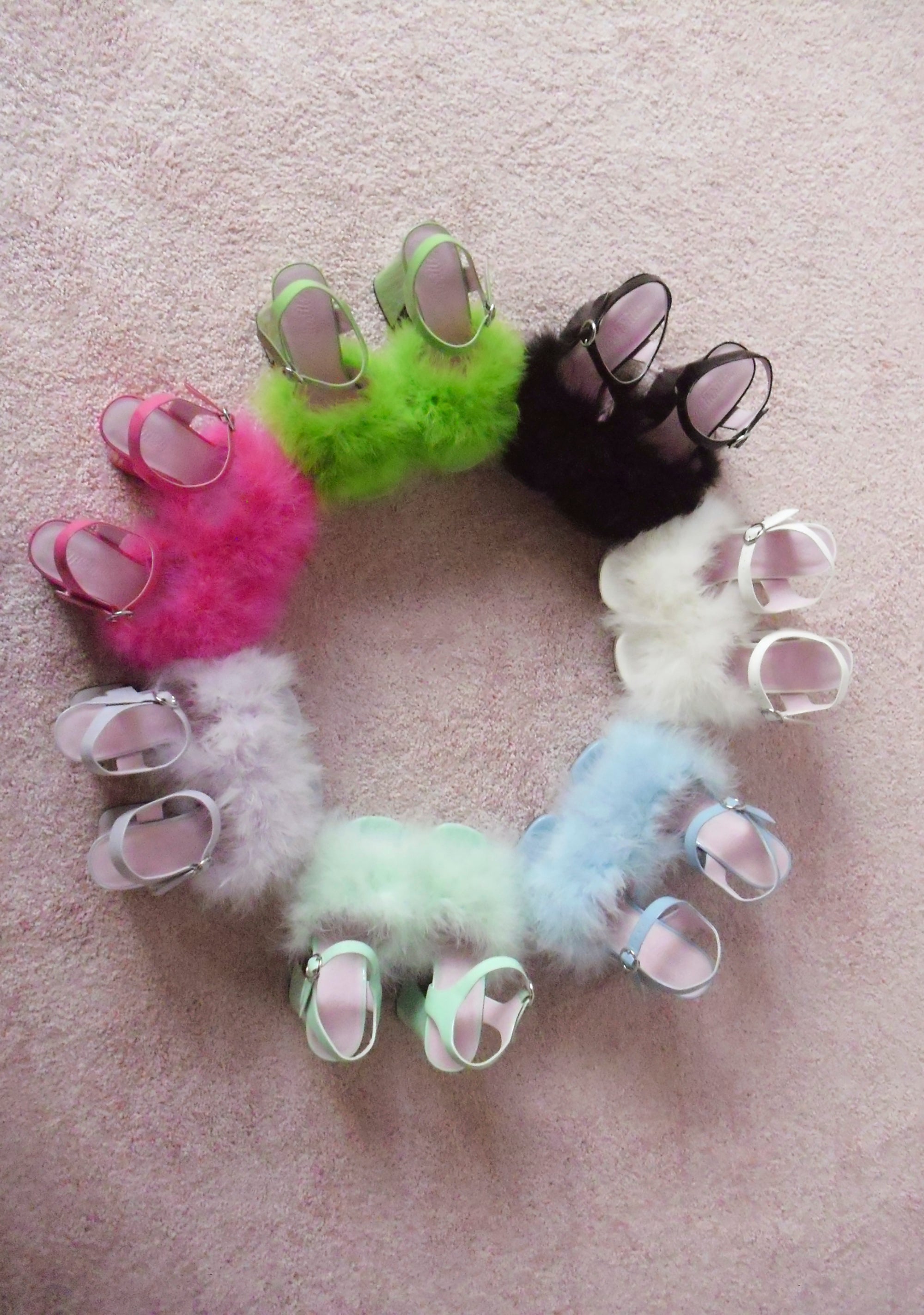 ぽ*ん様 BLUSHIN' N' CRUSHIN' MARABOU HEELS Sugar Thrillz Vegan