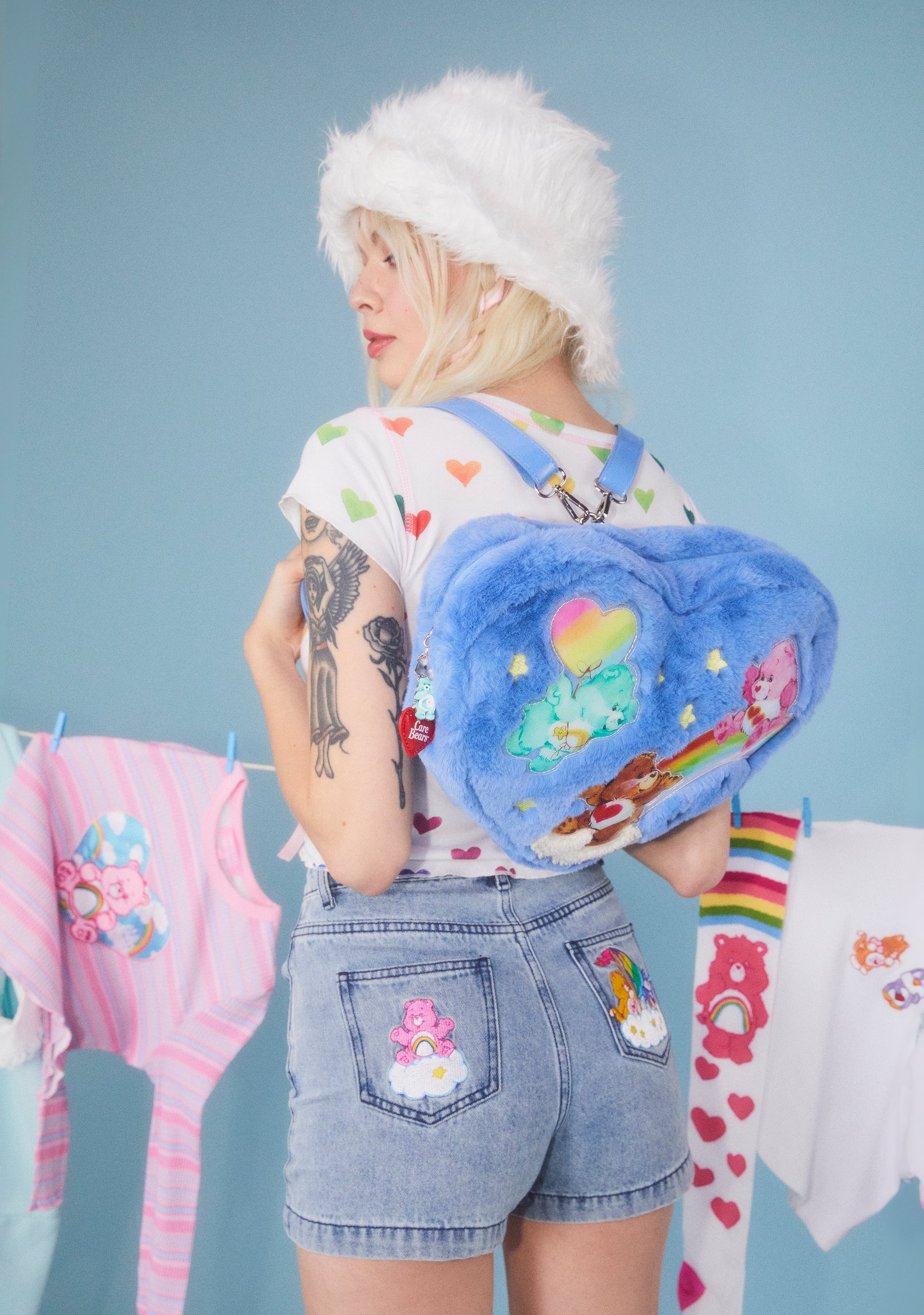 Pull Sweat Vintage Années 80 Care Bears Coeur Tendre - Bleu, Taille 9-10 Ans - Occasion