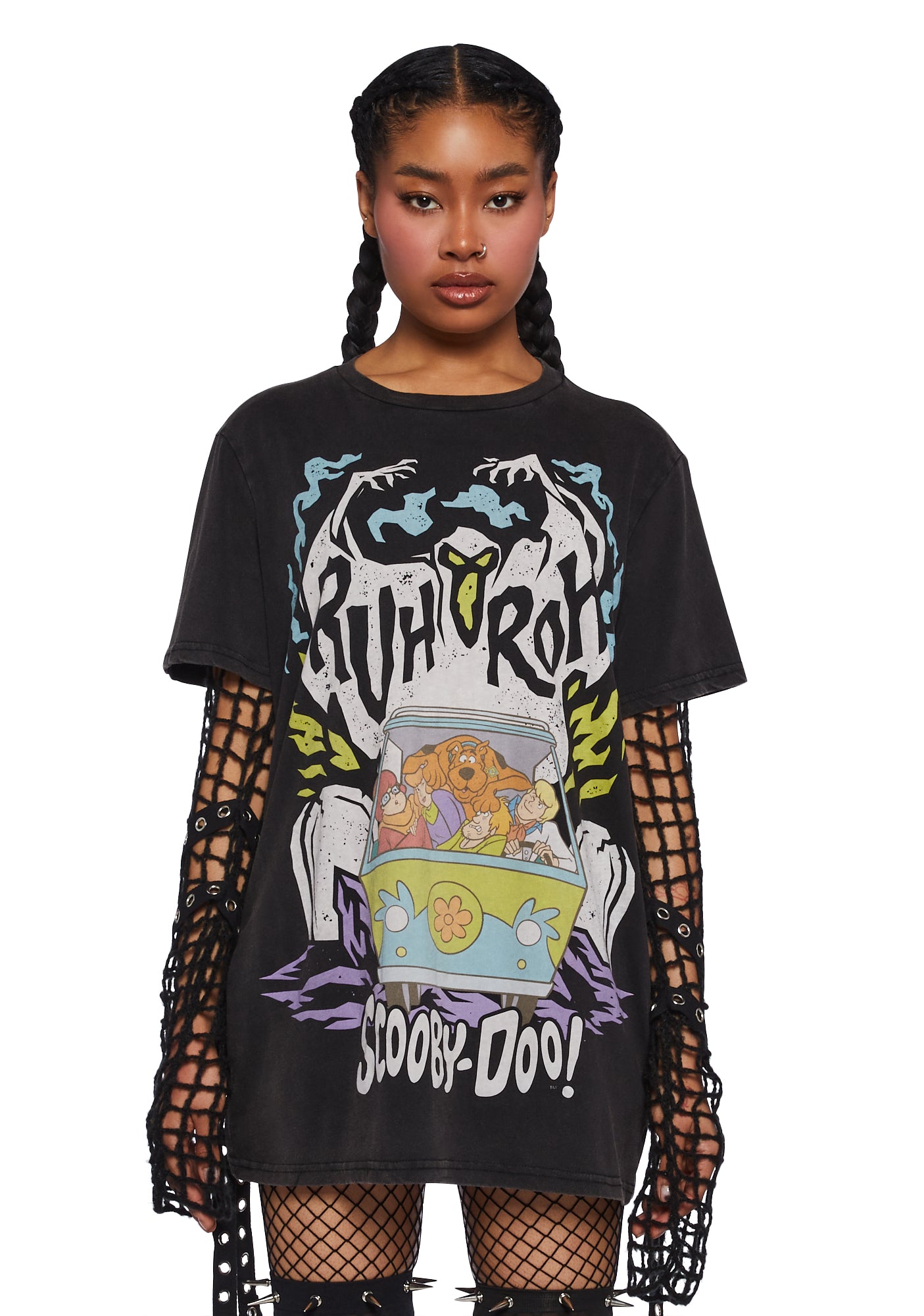 Dolls Kill x Scooby Doo Ghost Mystery Machine Oversized Tee - Black