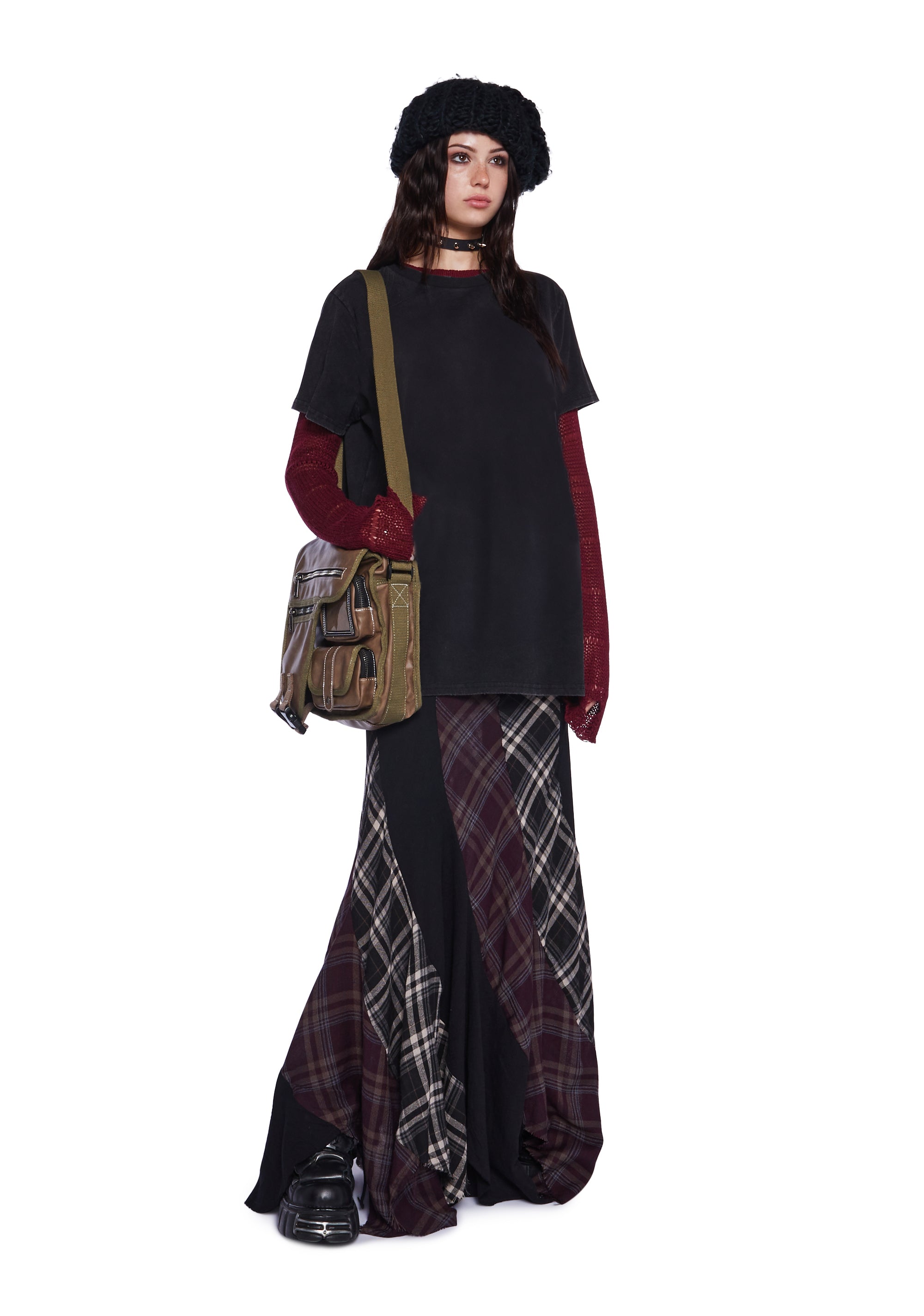 Masterpiece Moda Plaid Maxi Skirt