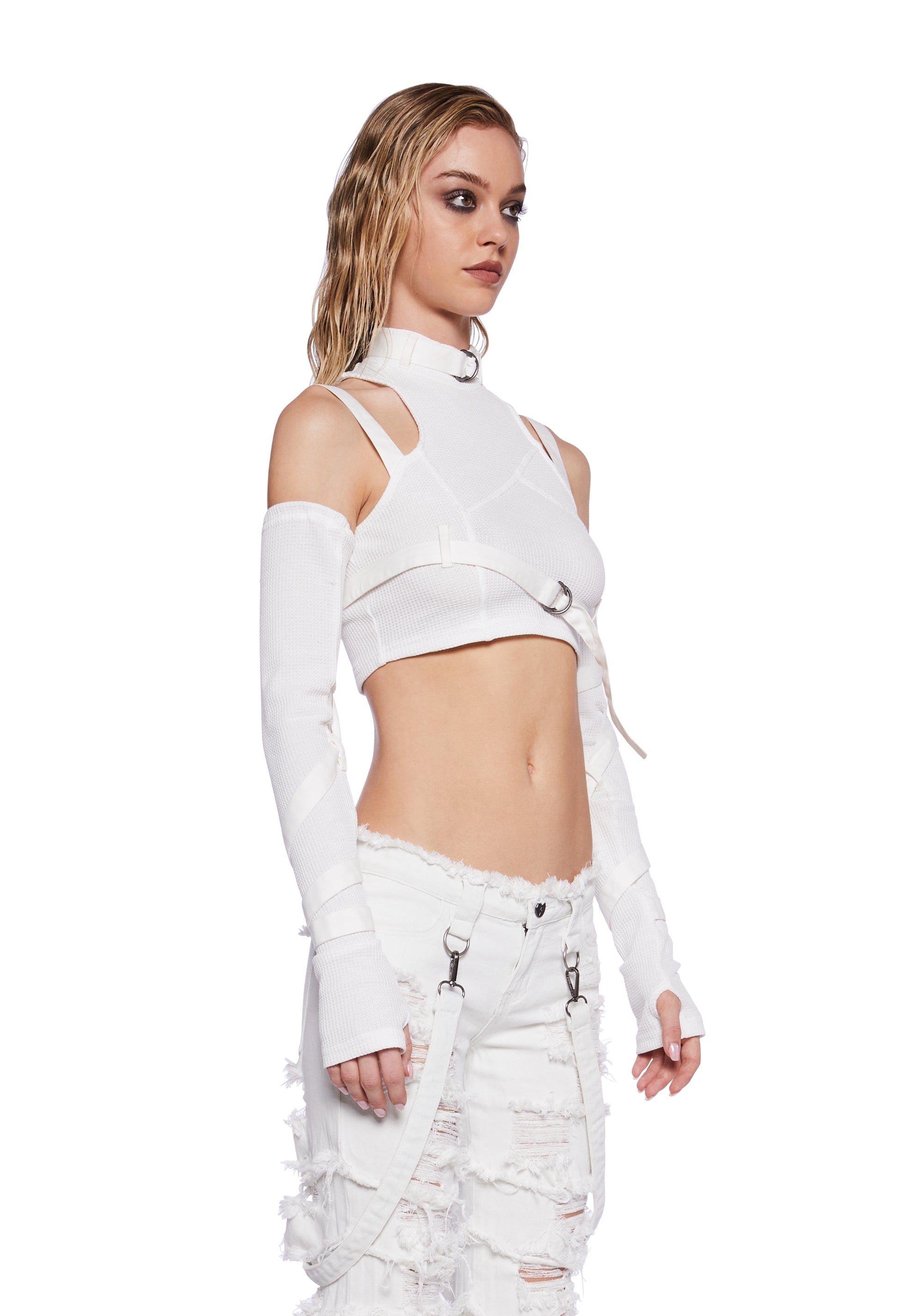 熱販売 Tank Crop Knit Thermal Strappy Wavs Darker Top Set Glove And トップス