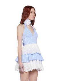 Call Me Yours Babydoll Dress - Blue Gingham