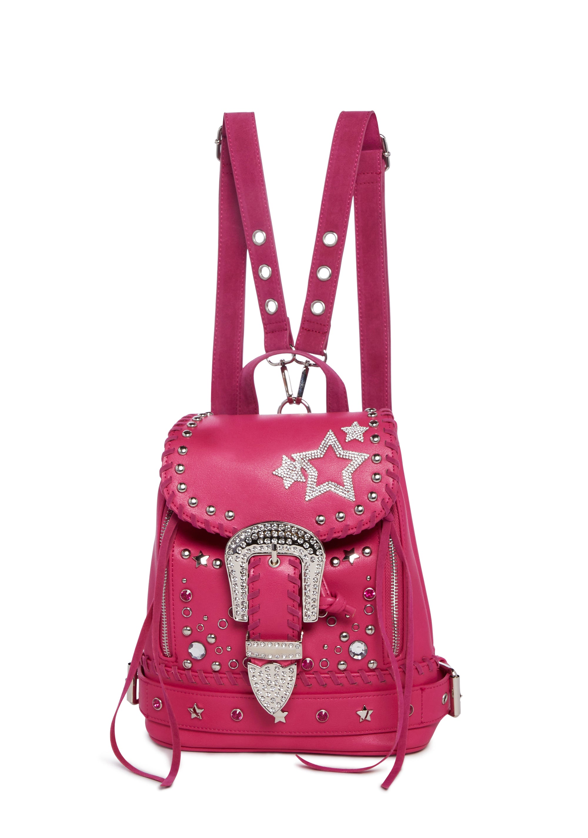 Sugar Thrillz Western Cowgirl Vegan Leather Studded Mini Backpack Pink Dolls Kill