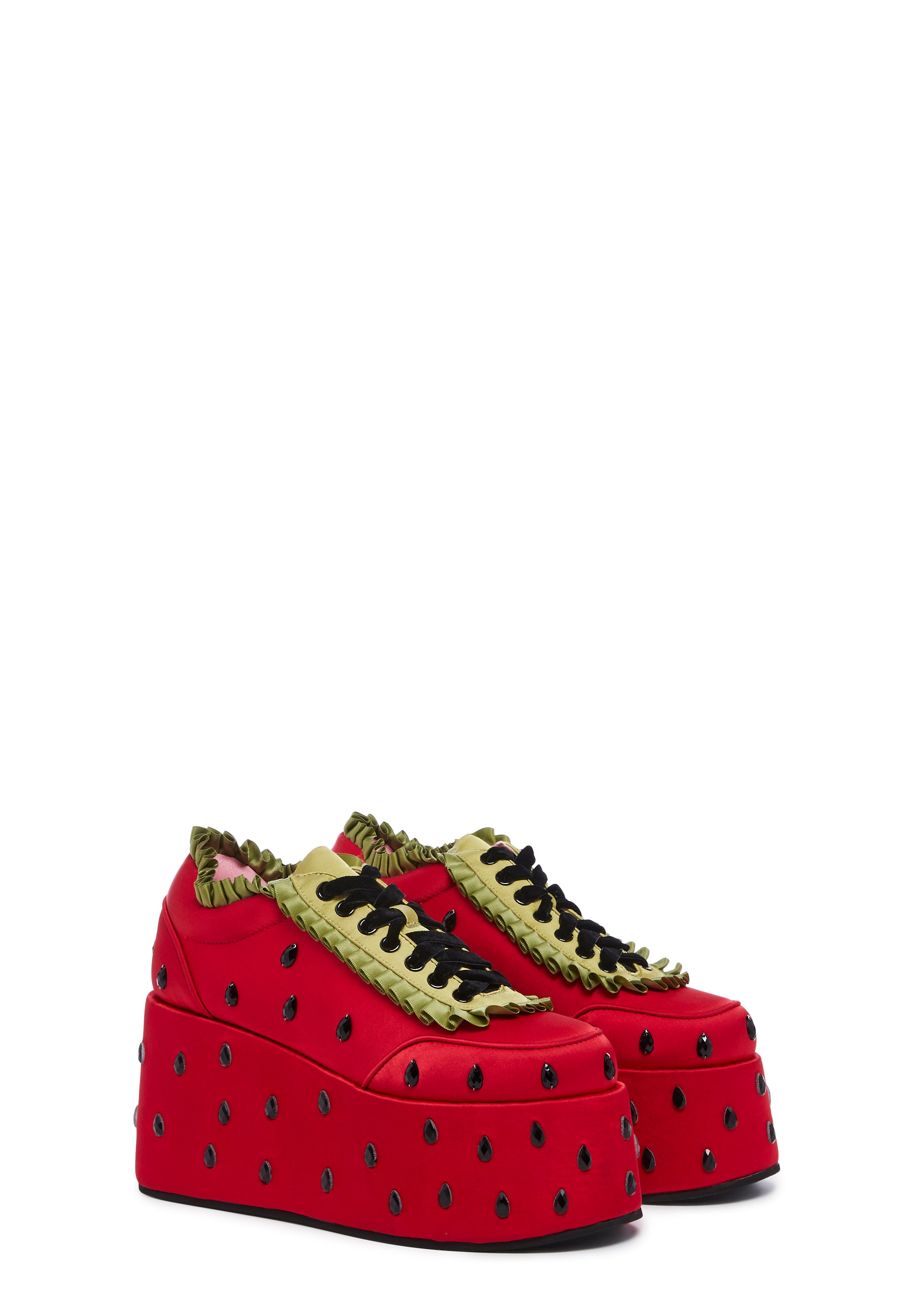 Dolls Kill x Strawberry Shortcake Platform Sneakers Cottagecore Red