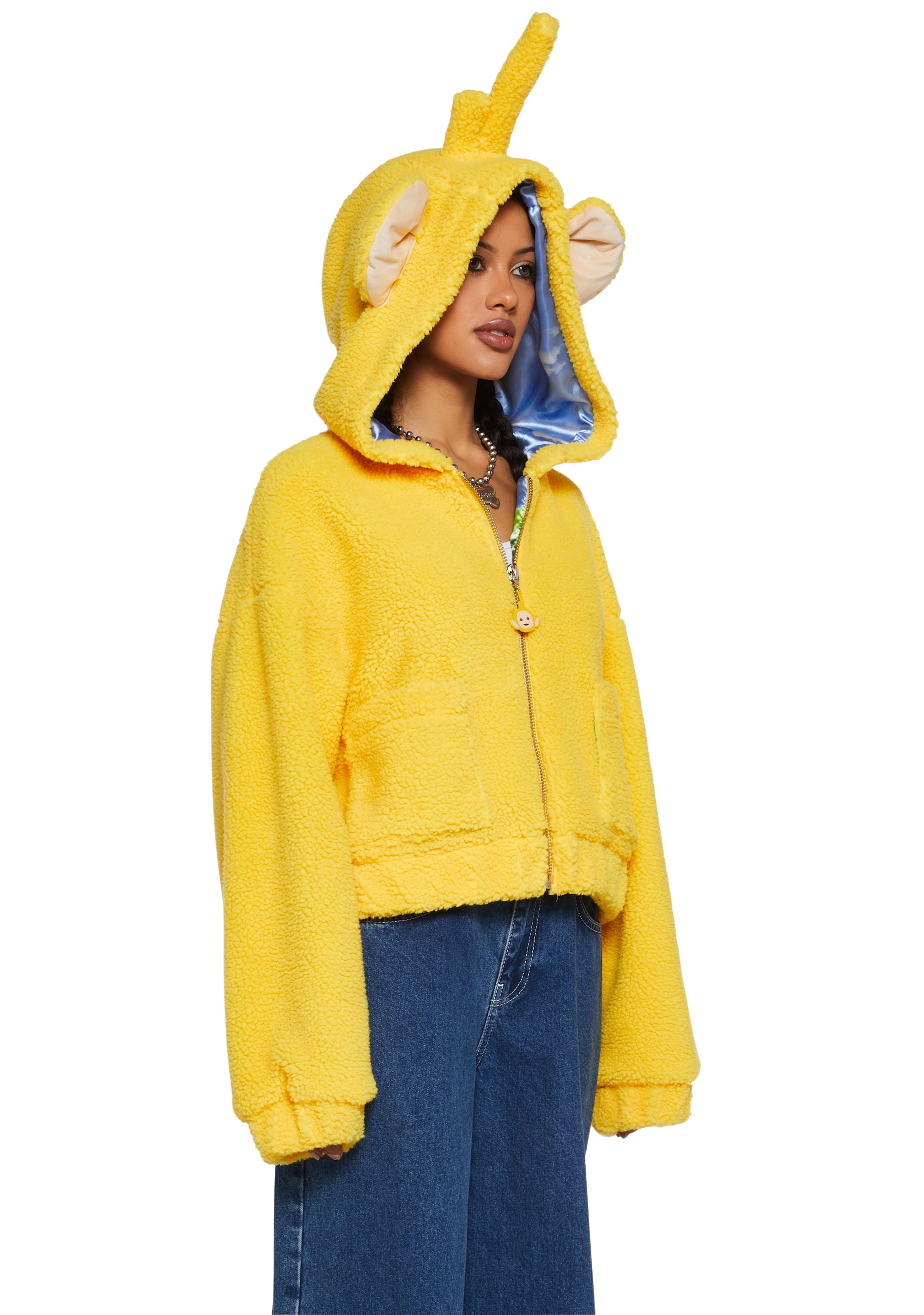 Dolls Kill x Teletubbies Laa Laa Hooded Sherpa Jacket 90s Club