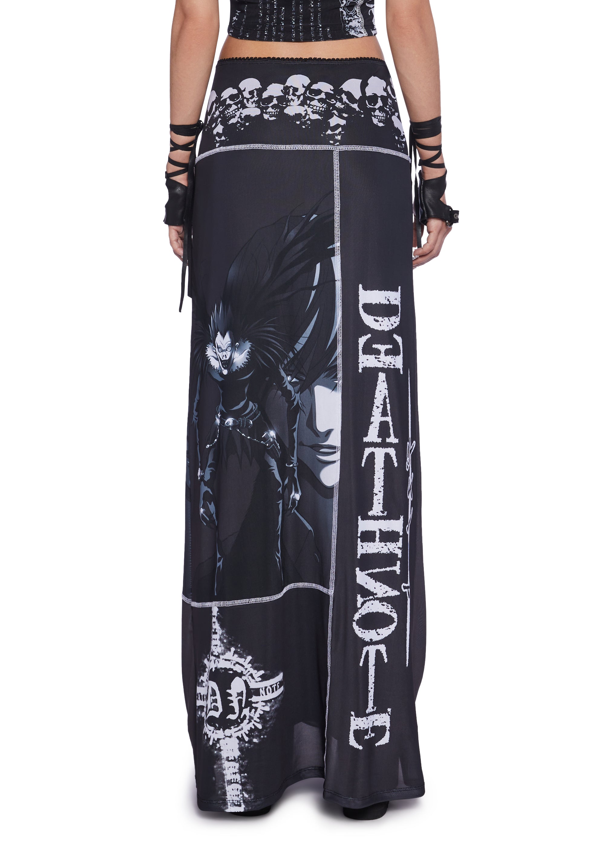Dolls Kill x Death Note Mesh Paneled Graphics Maxi Skirt