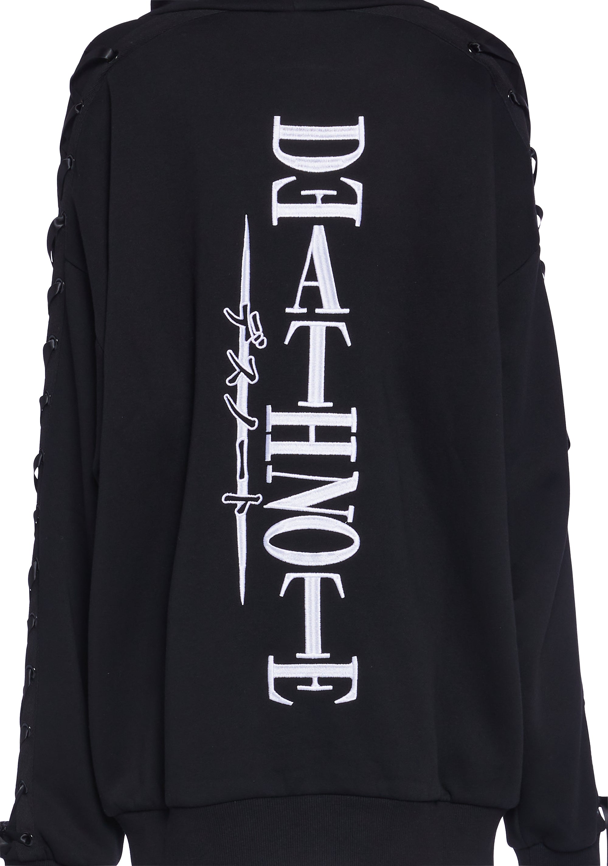 Dolls Kill x Death Note Ryuk Light Yagami Lace Up Oversized Hoodie - Main Image