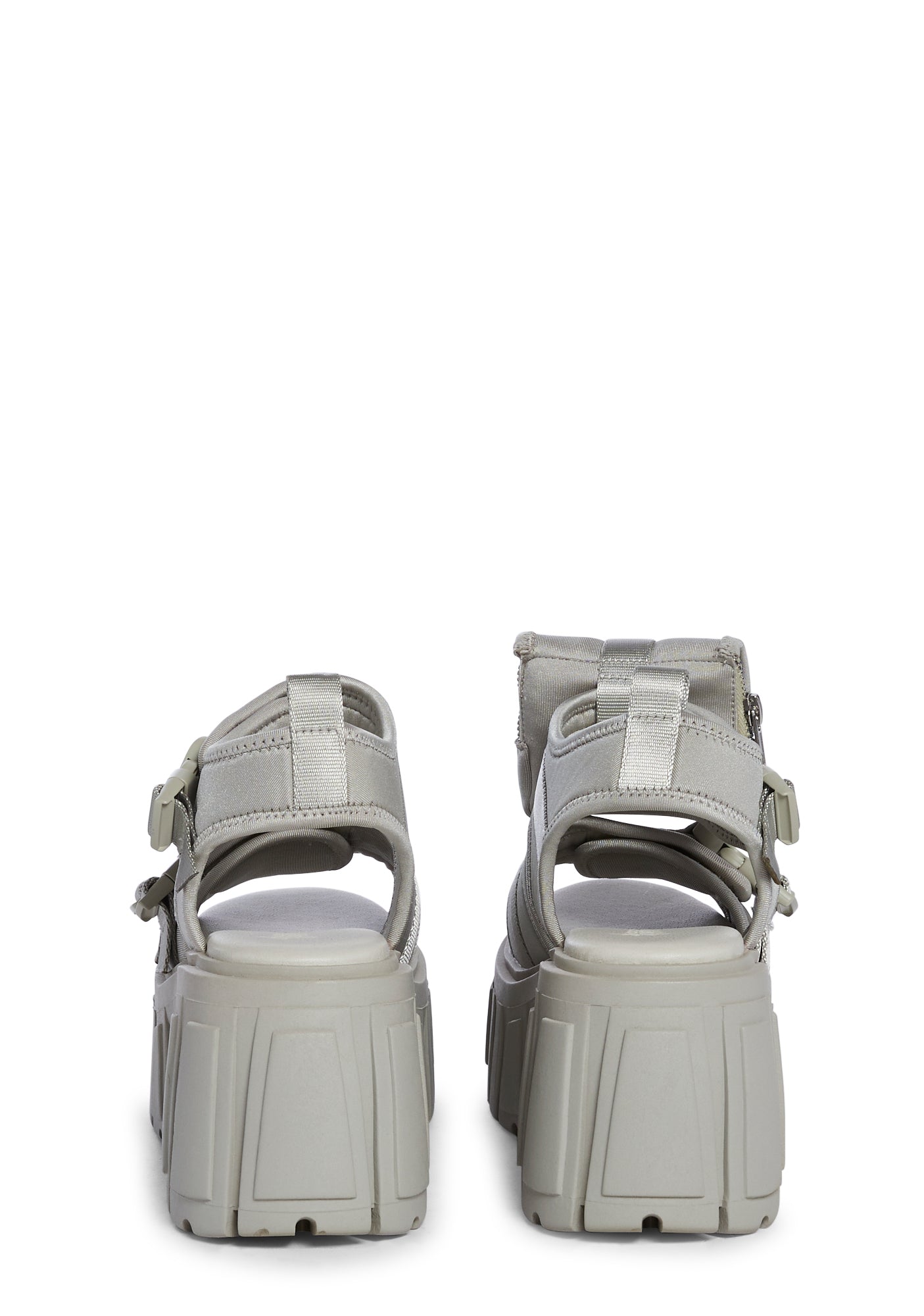 靴 DOLLSKILL GRAY BAHAMA WEDGE HEELS 24cm Generation Kiss Vegan Leather Clear Strap Studded Wedge