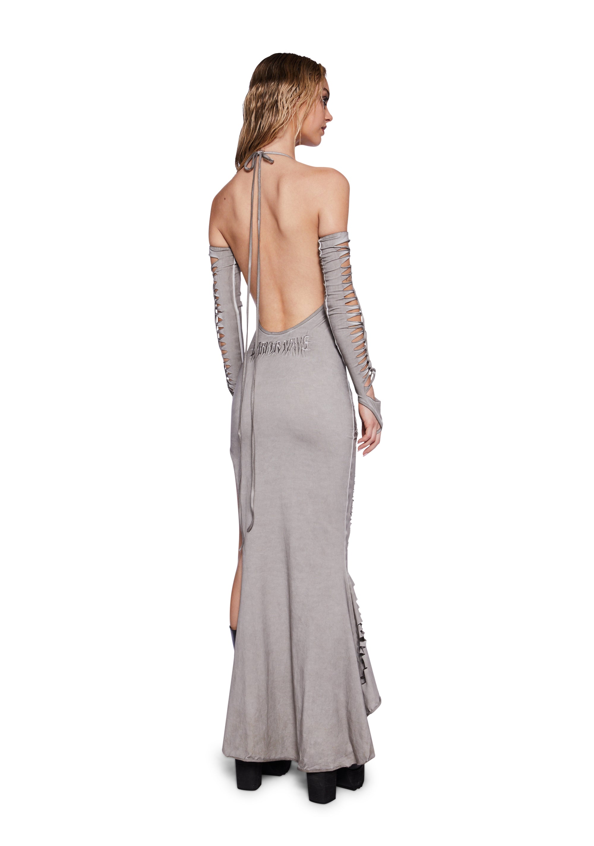 Darker Wavs Smoked Shredded Maxi Dress And Glove Set