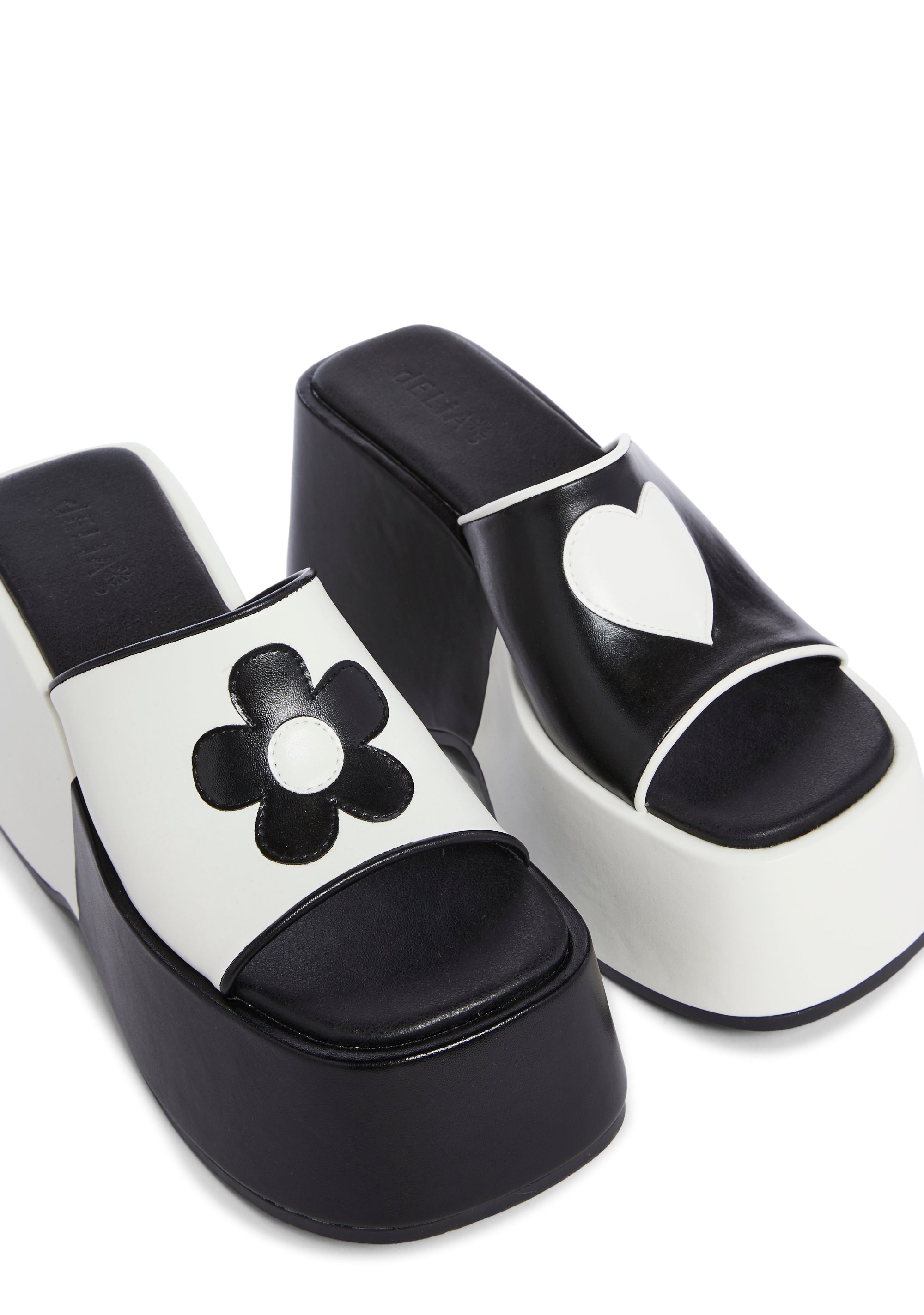 Black white platform sandals on sale