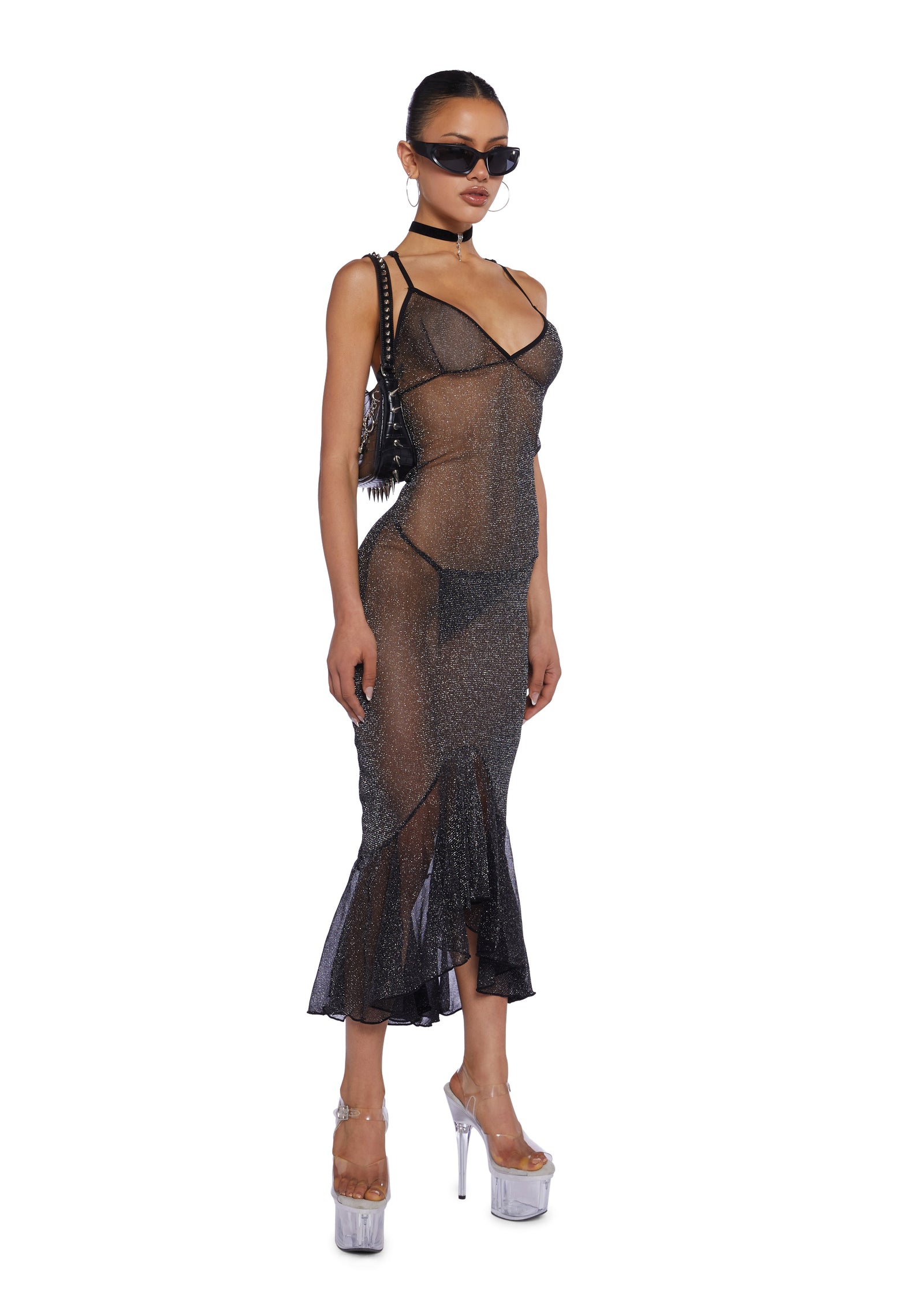 Shimmery Sparkly Sheer Mesh Dress