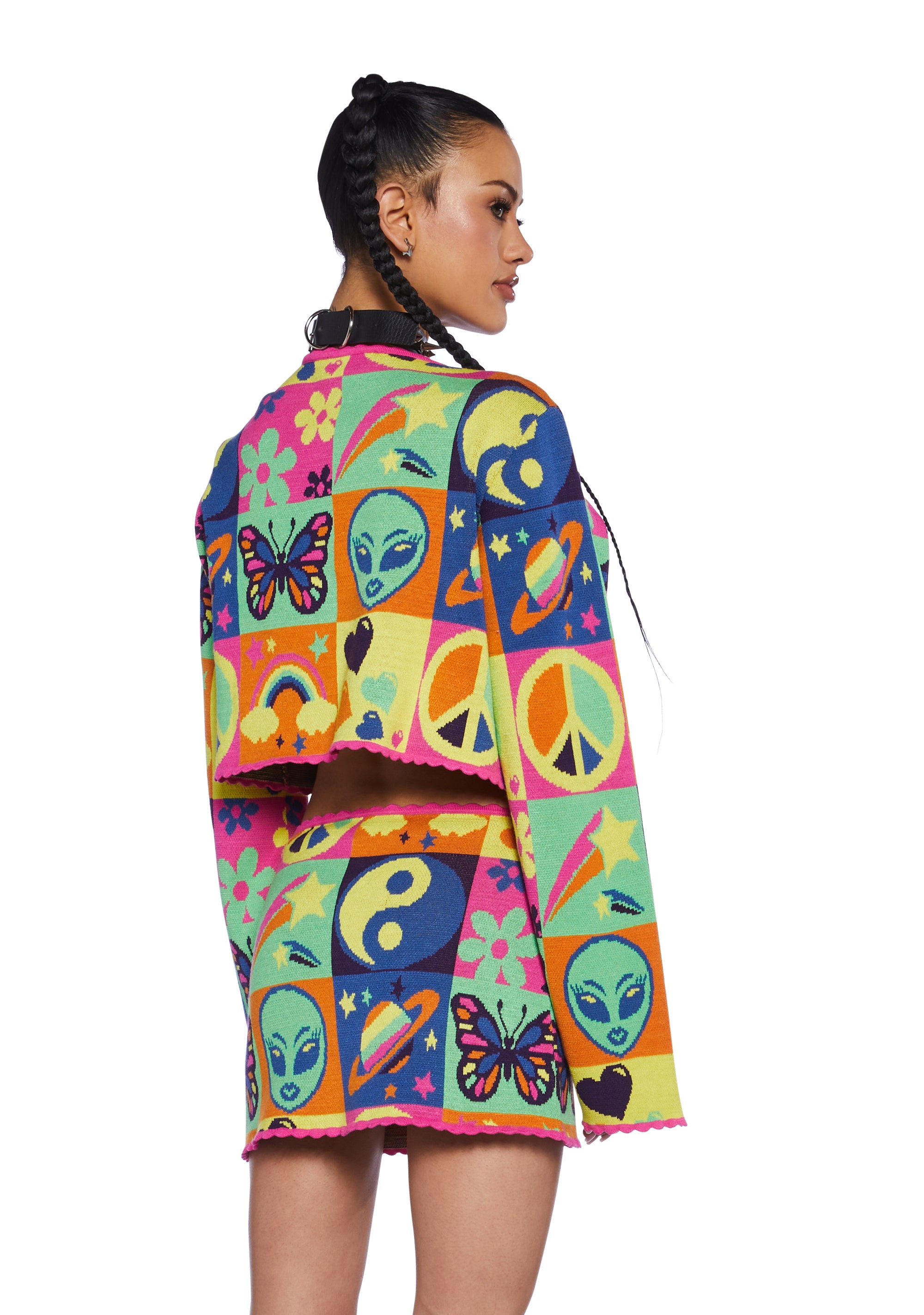 Club Exx Lisa Frank 90s Colorblock Graphic Square Knit