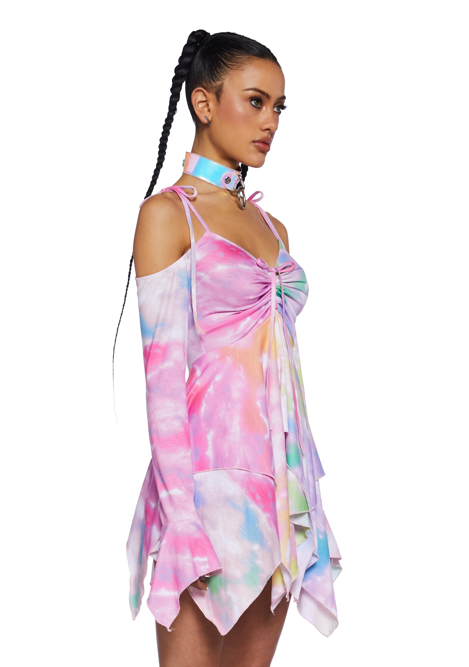 Club Exx Rainbow Tie Dye Handkerchief Dress Pride