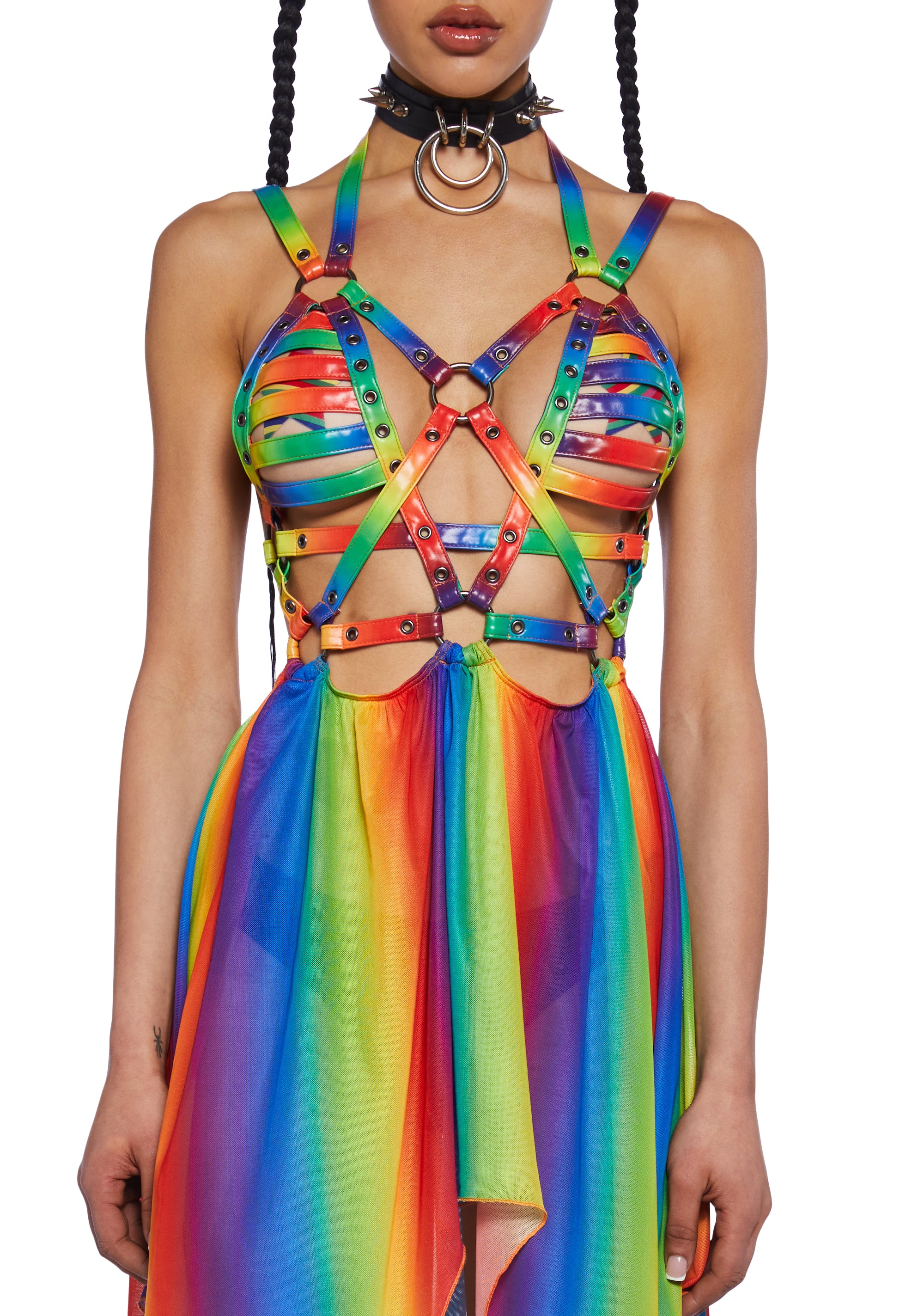 rainbow shops neon dress NEON Glow Acid Splash Bodycon Tank Style Mini Dress