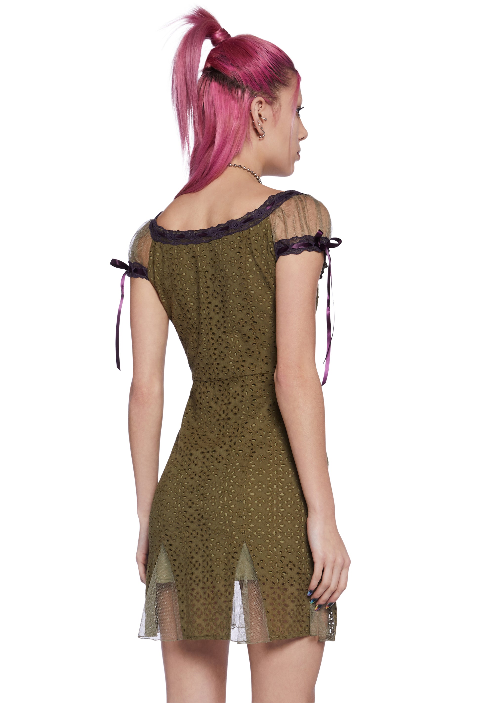 green emerald velvet dress Current Mood Velour Embroidered Trim Mini Dress main image 0
