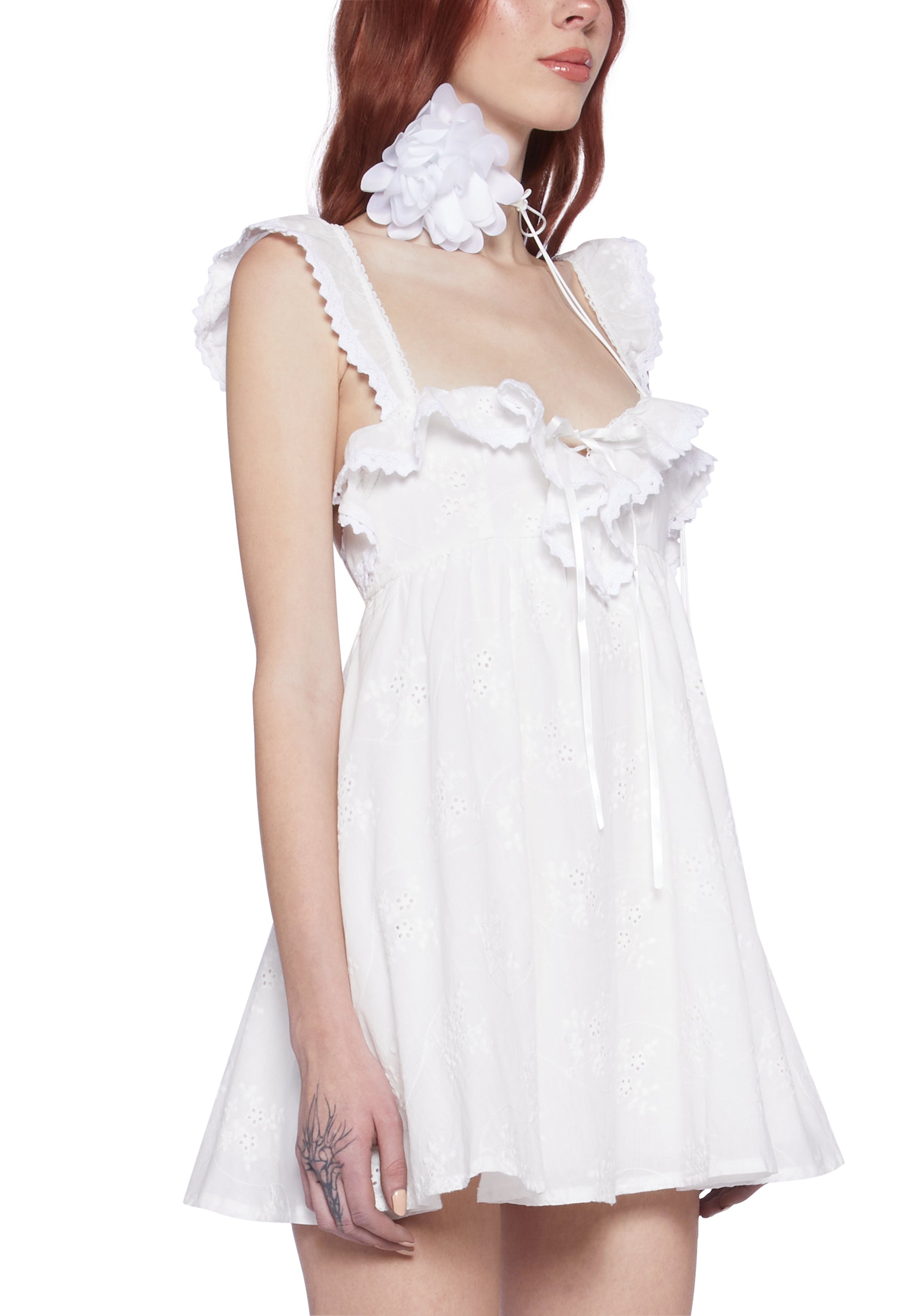 Sunset Stroll Babydoll Dress - White