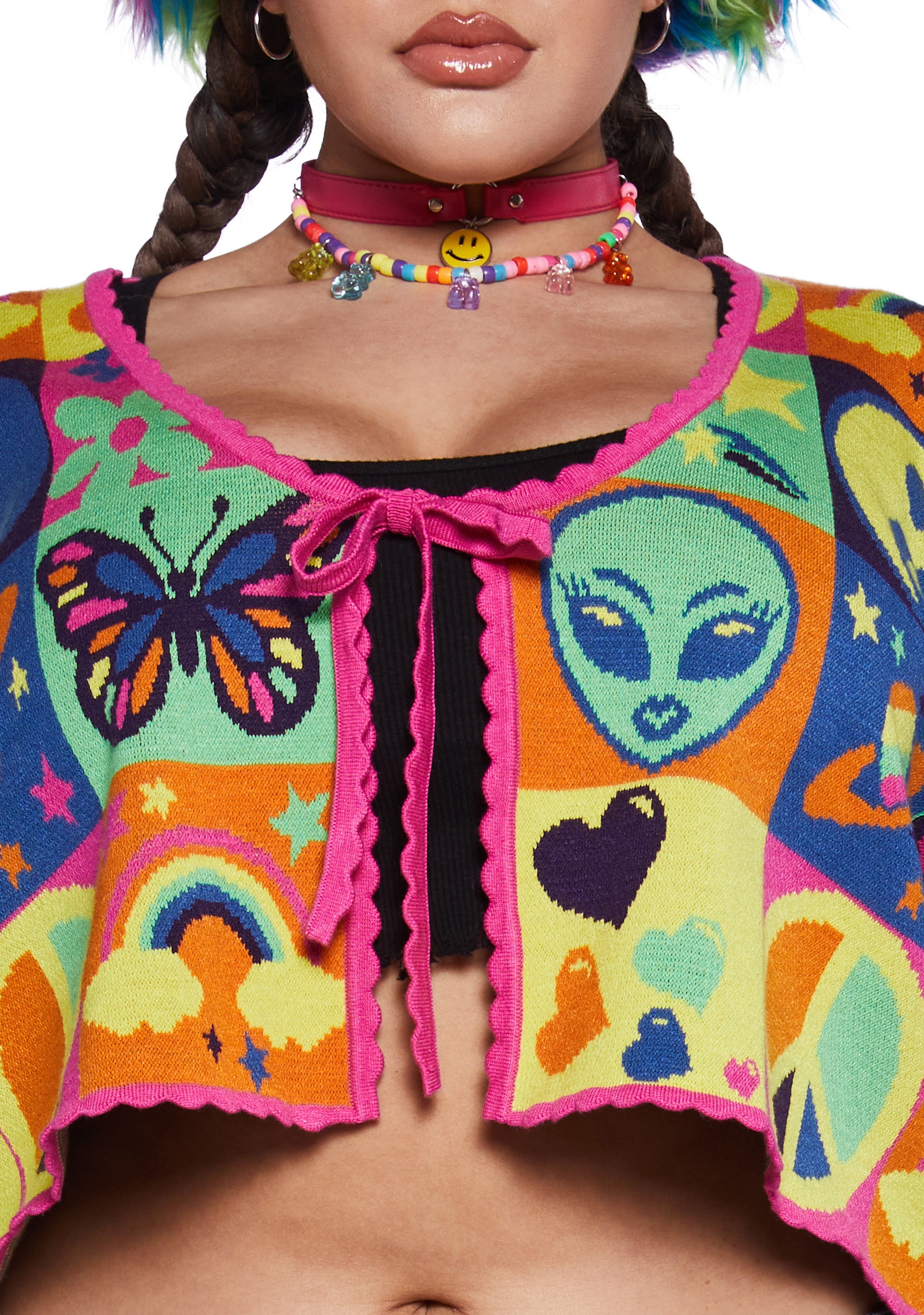 Plus Size Club Exx Lisa Frank 90s Colorblock Graphic Square Knit