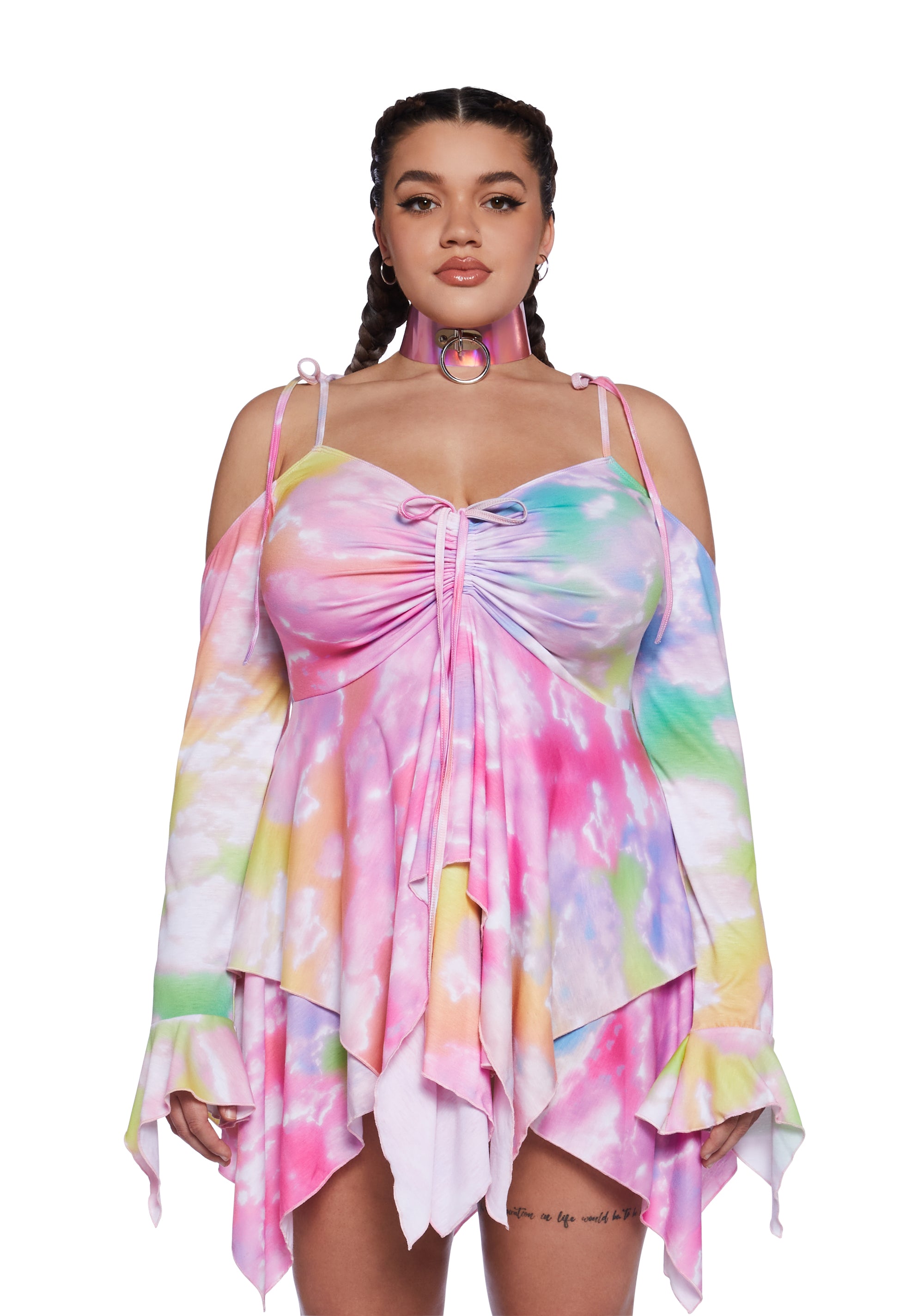 Plus Size Club Exx Rainbow Tie Dye Handkerchief Dress Pride