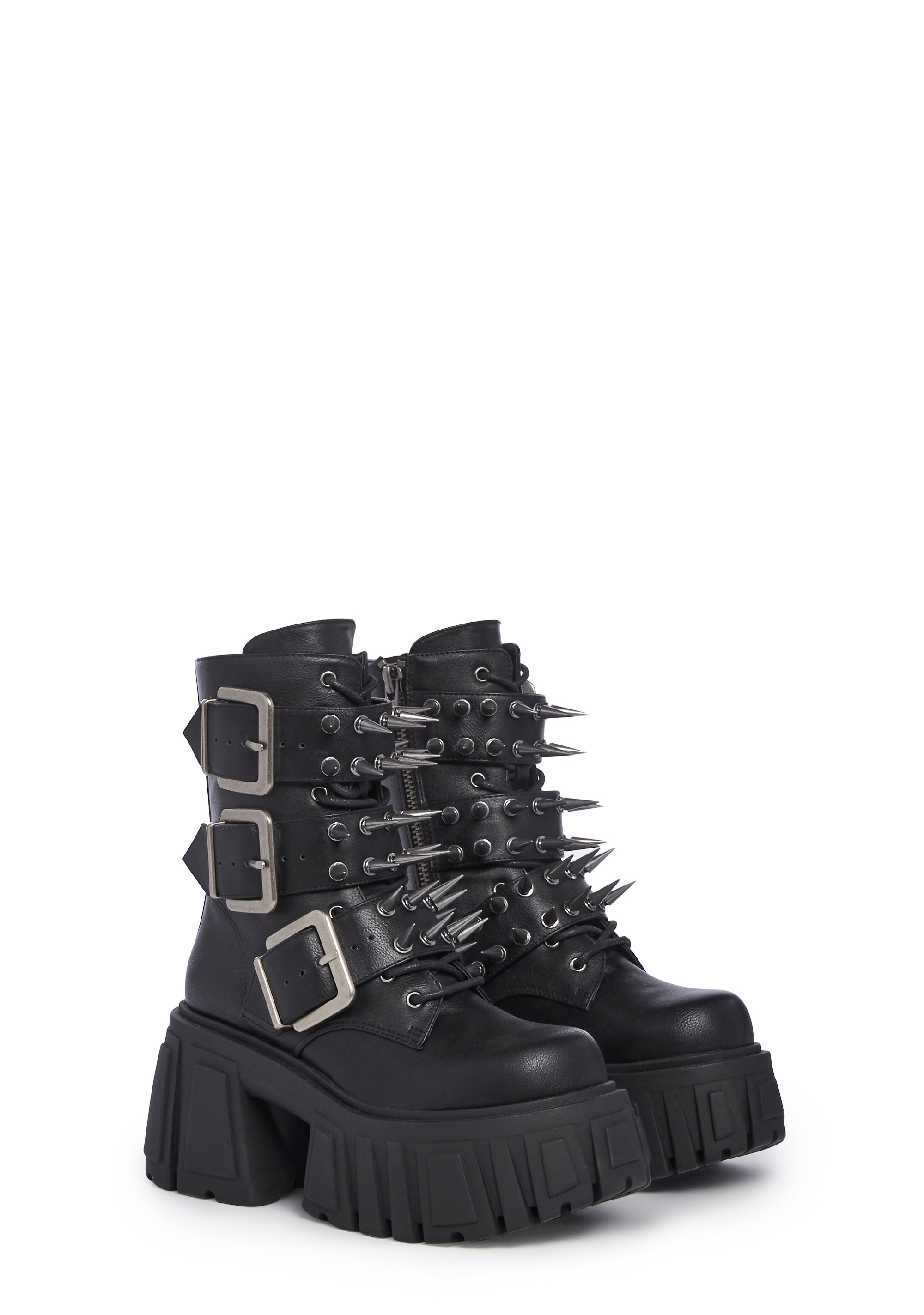 Ankle boots with buckles and studs best sale