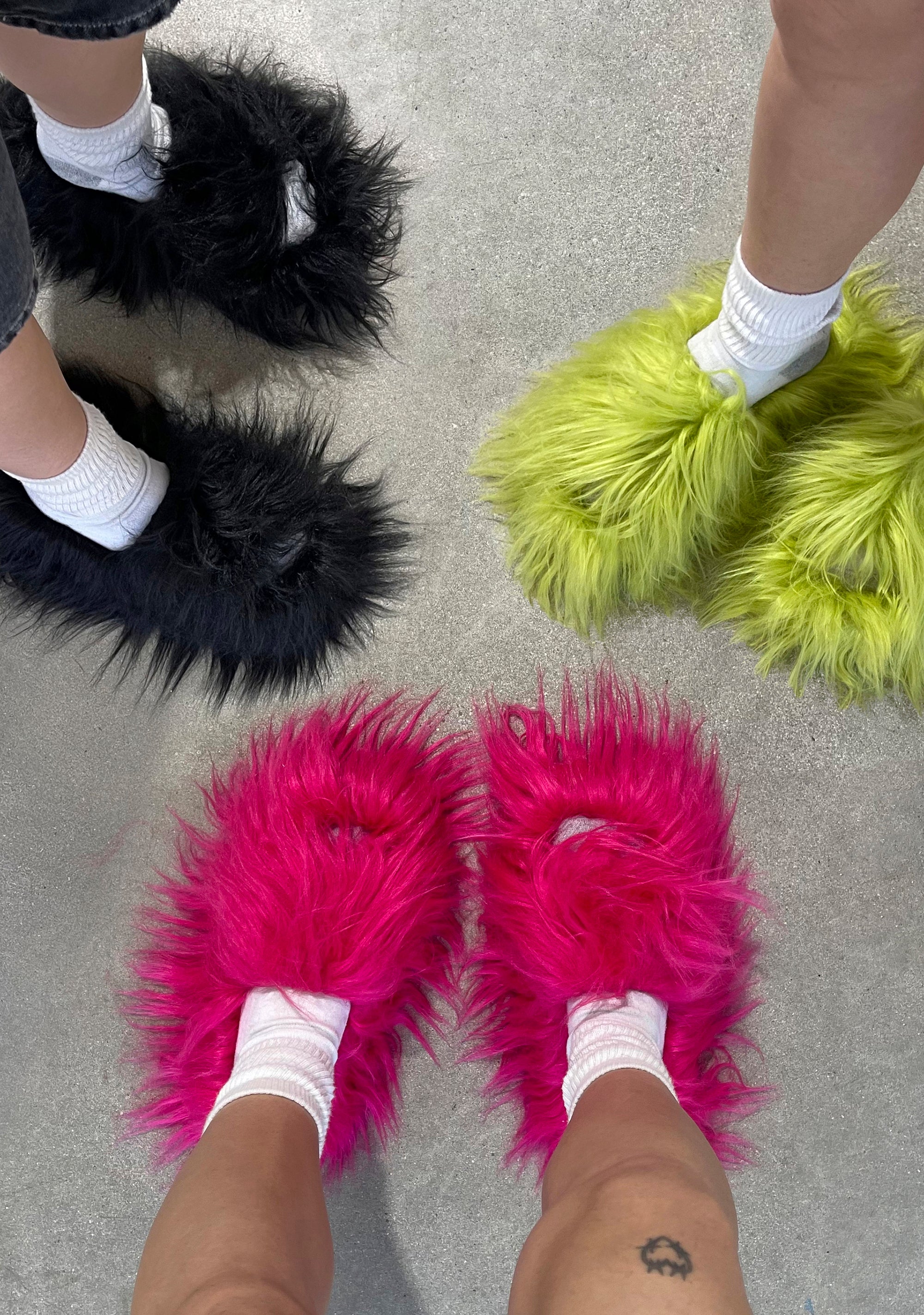 Delia s Faux Fur Slides Black Dolls Kill