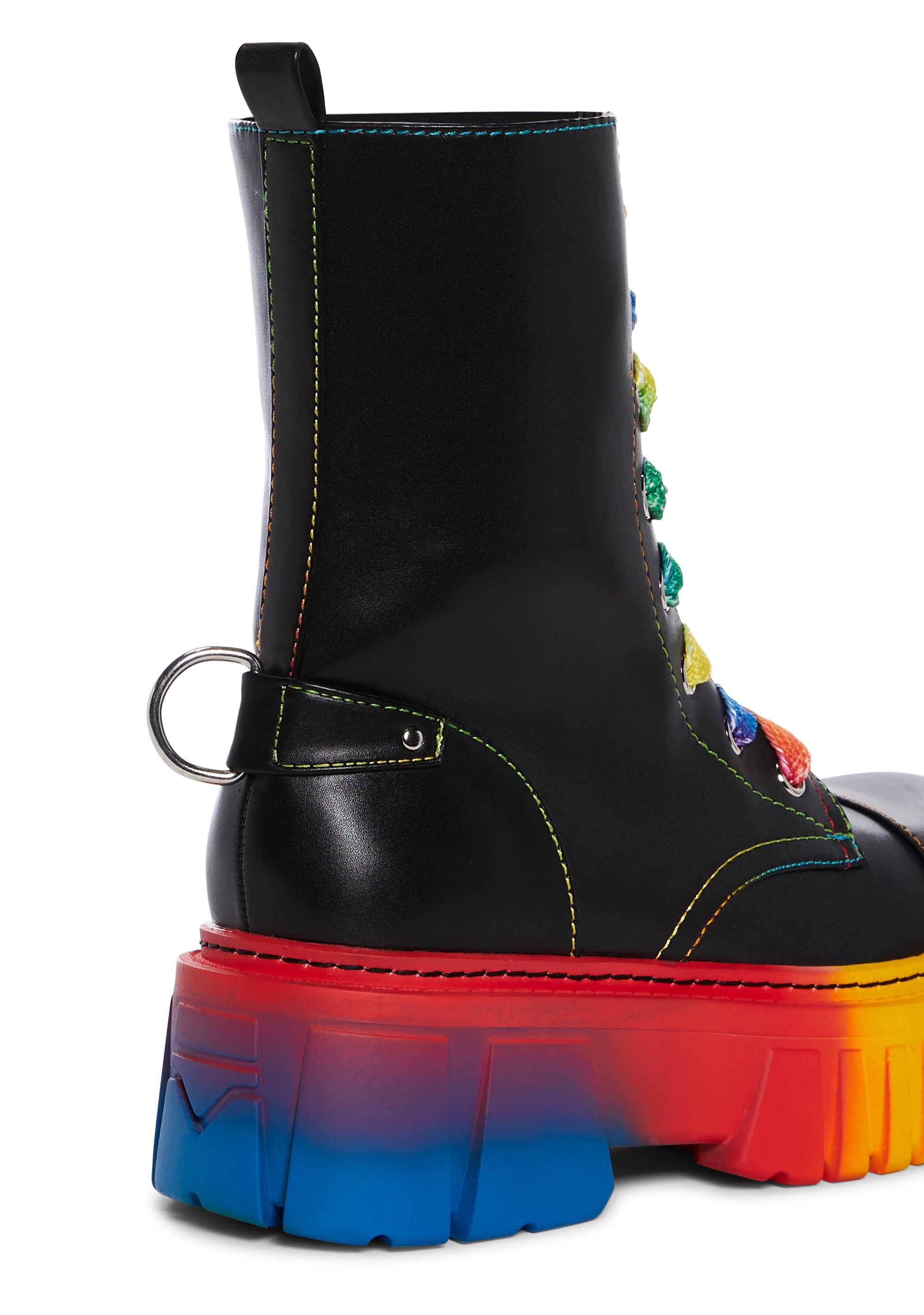Current Mood Rainbow Mismatched Platform Combat Boots Multi Dolls Kill