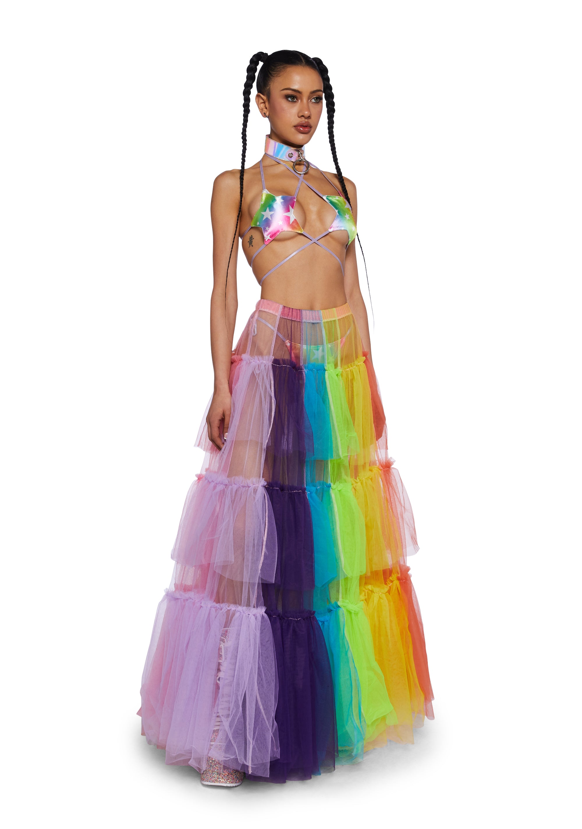 Sheer rainbow skirt cheap