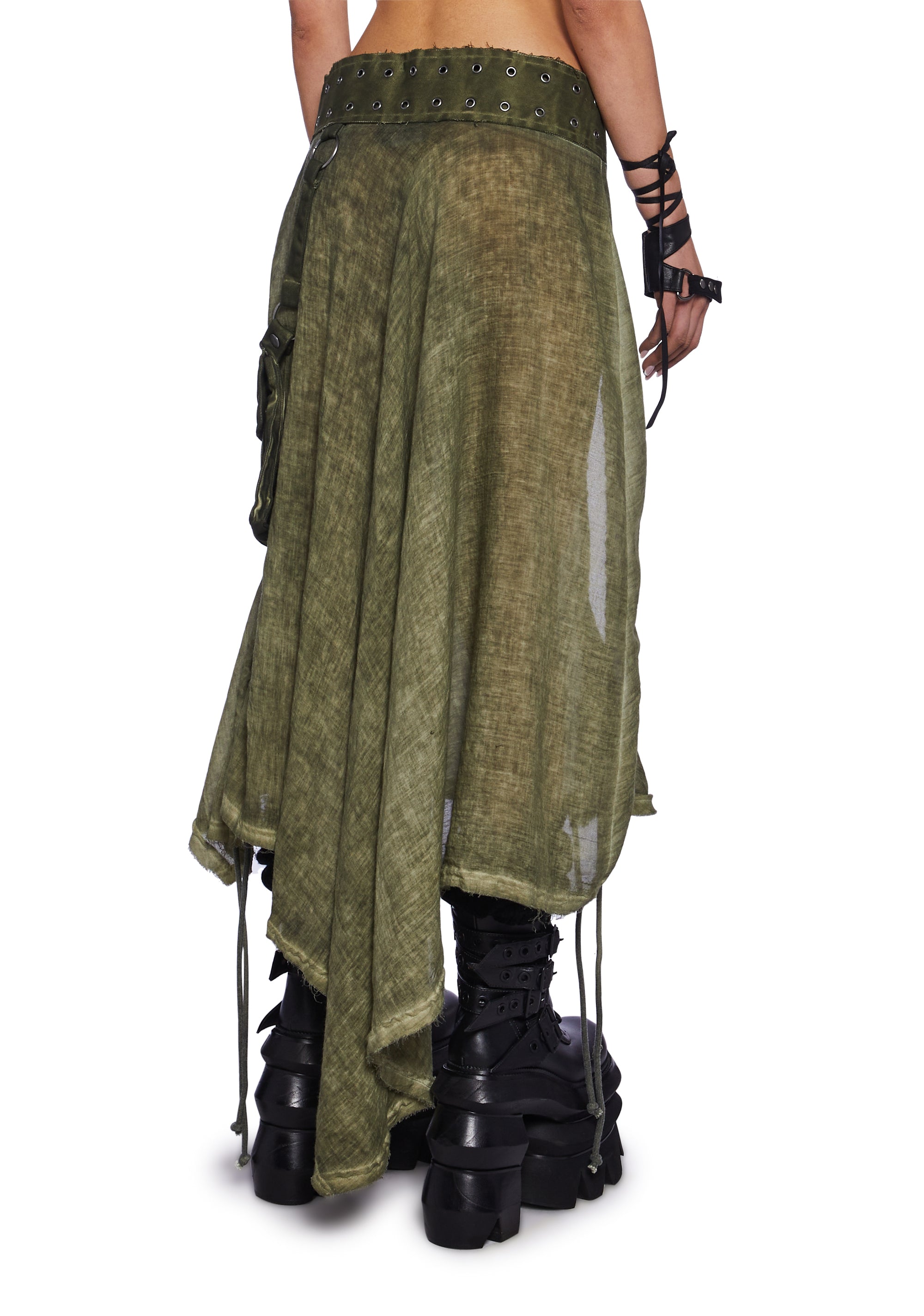 Darker Wavs Washed Assymetrical Ruched Skirt With Pocket Darker Wavs Washed Assymetrical Ruched Skirt With Pocket