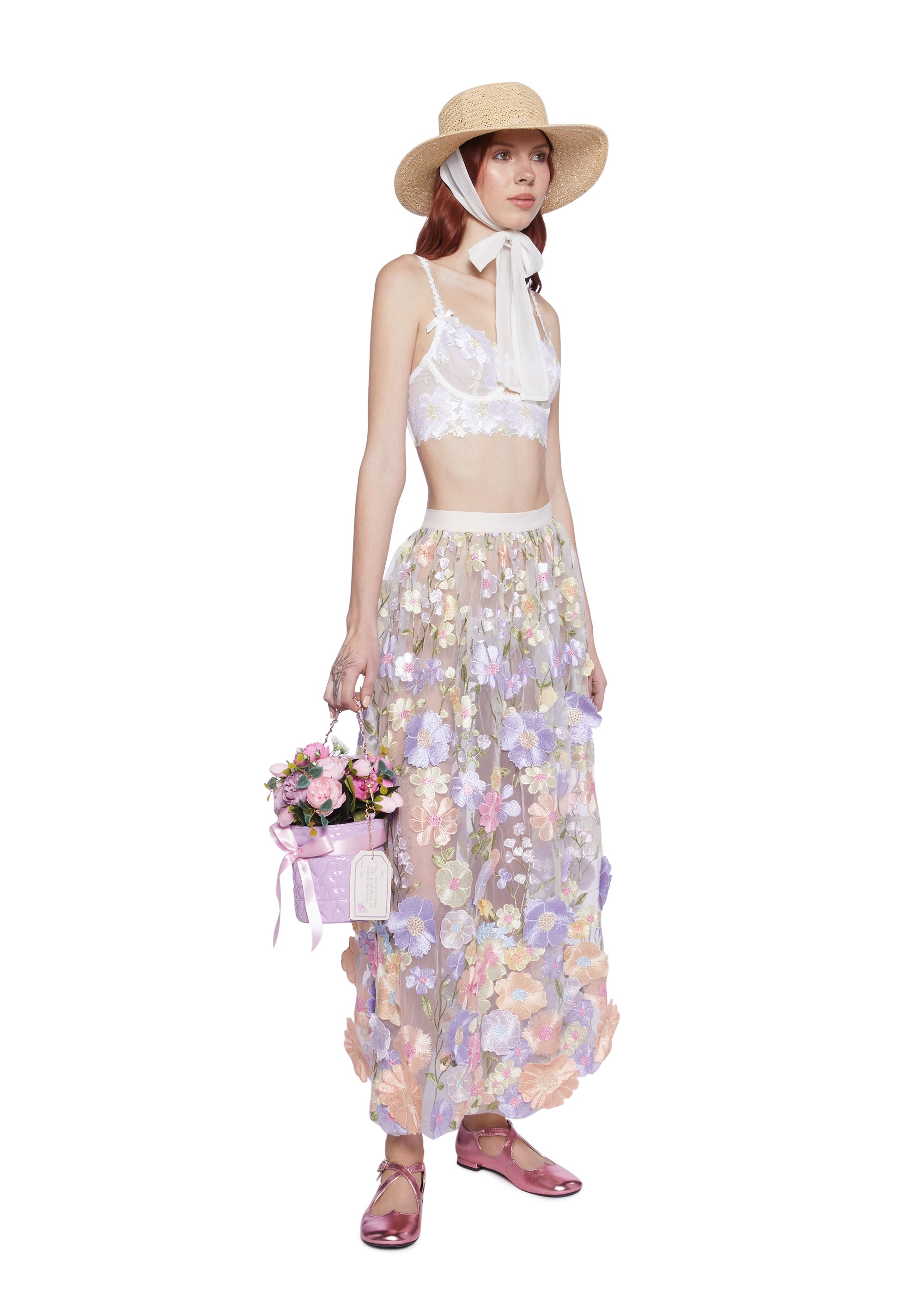 Floral maxi skirt 3d best sale