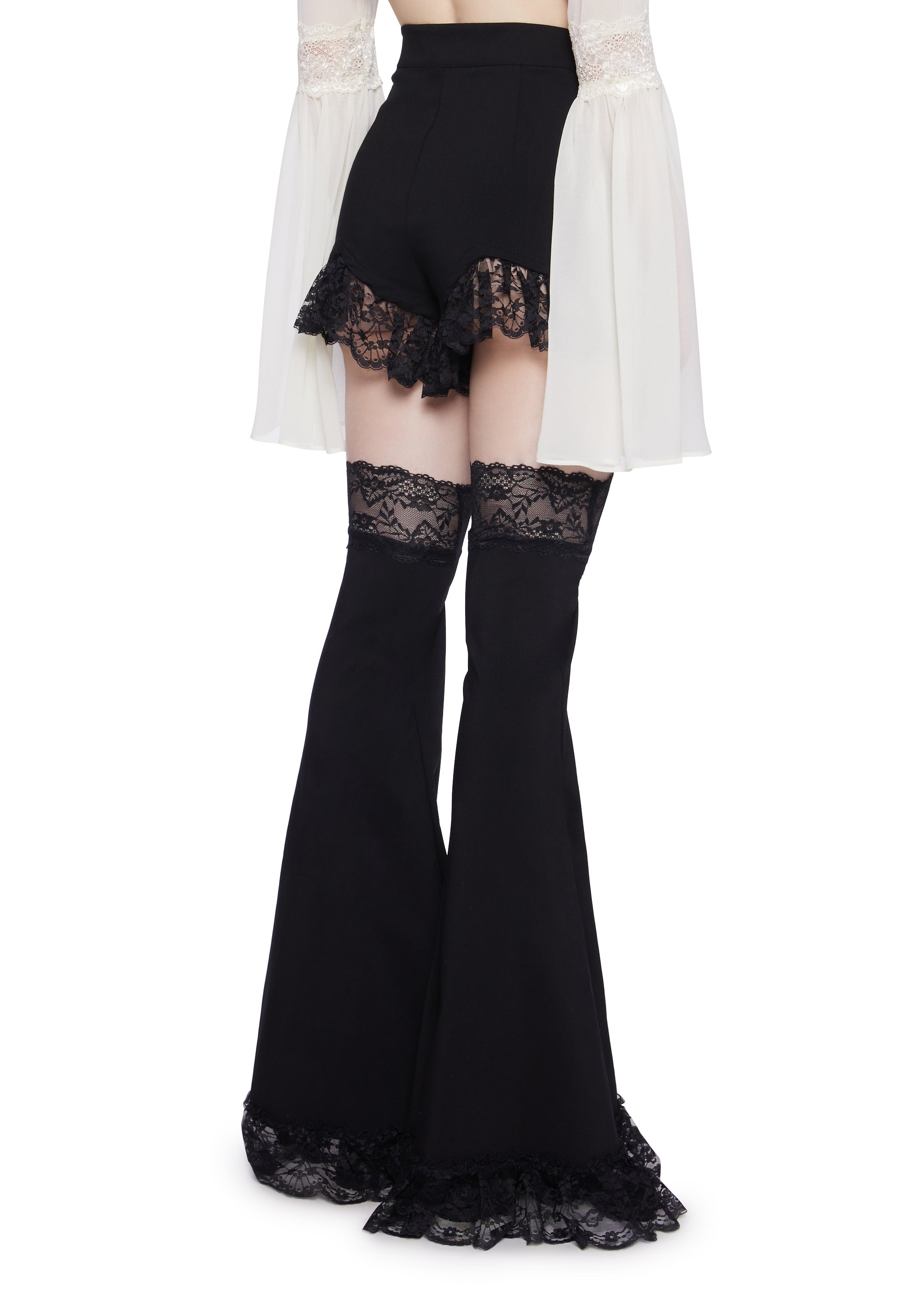 Widow Lace Trim Shorts With Leg Warmers - Black – Dolls Kill