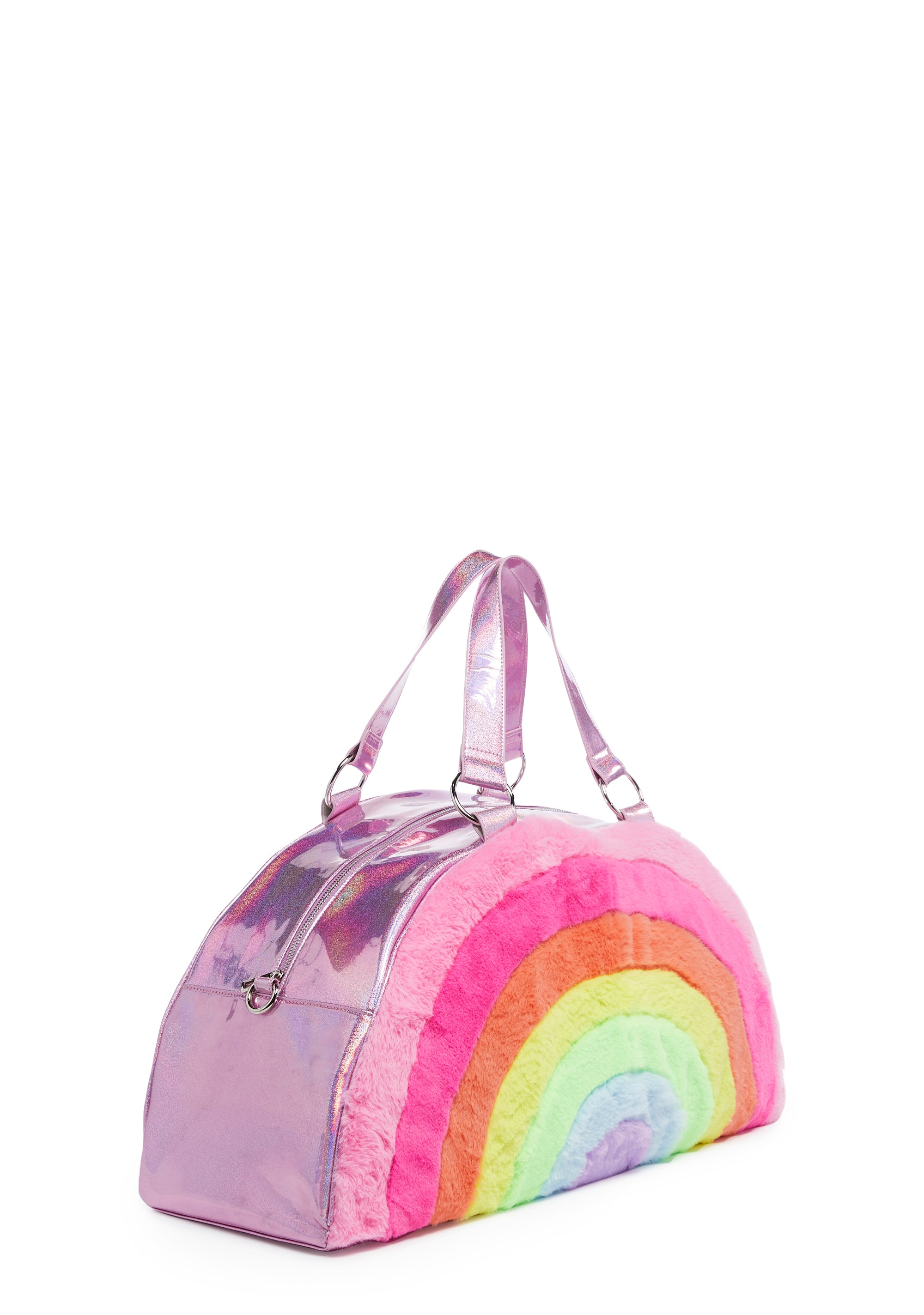 Club Exx Rainbow Faux Fur Oversized Weekender Bag - Multi