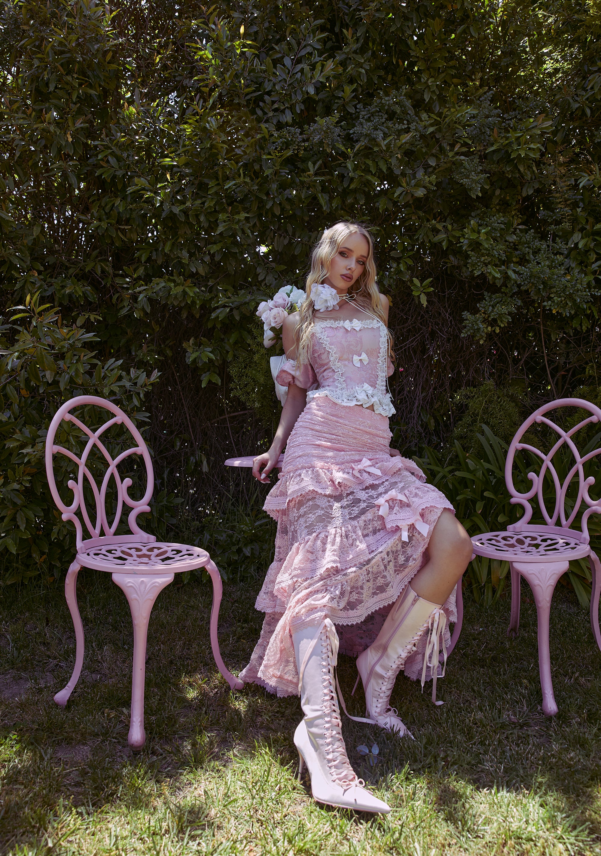 Sugar Thrillz Regency Stretchy Tiered Ruffled Bow Floral