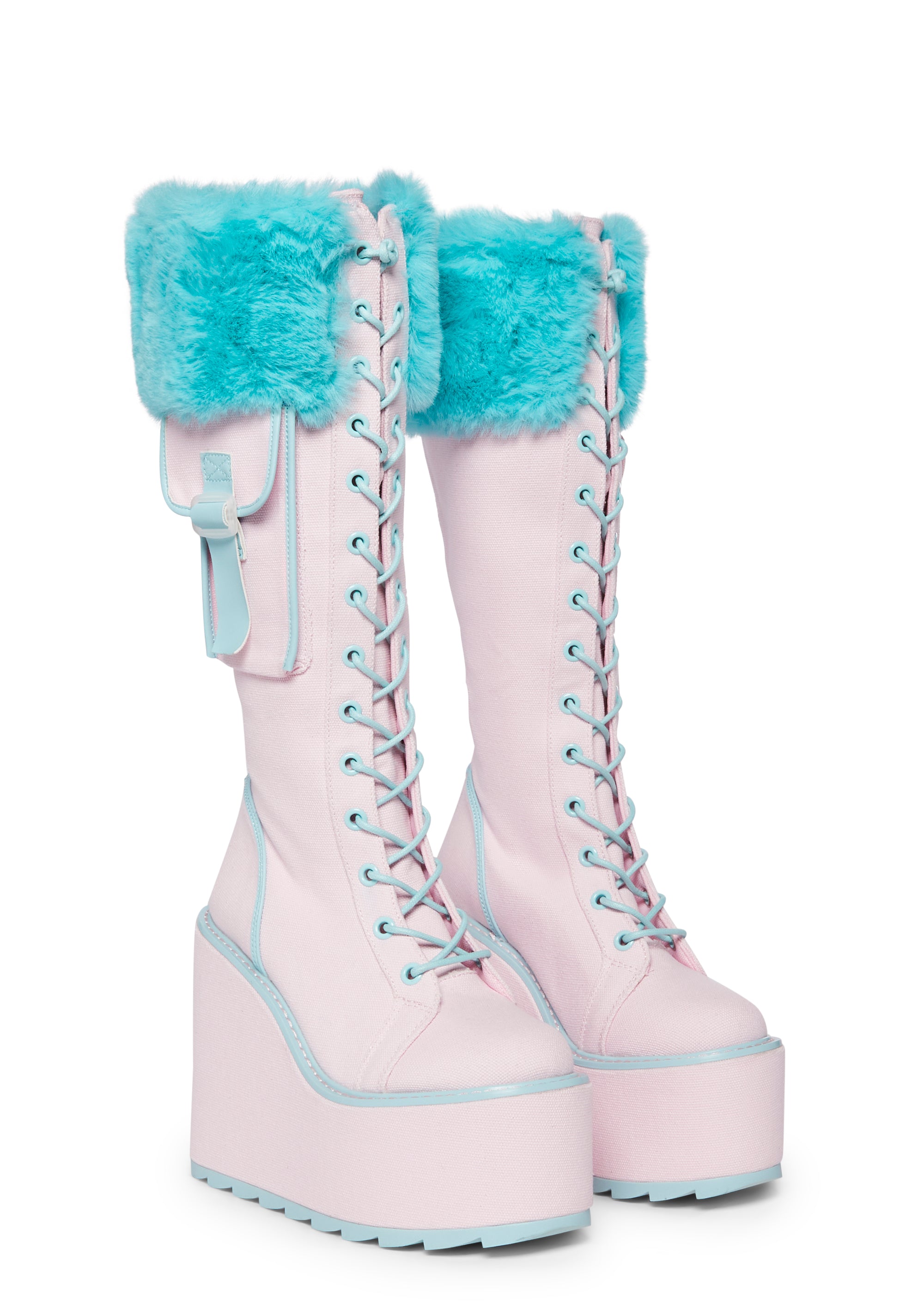 Detention Platform Boots - Blue Fur