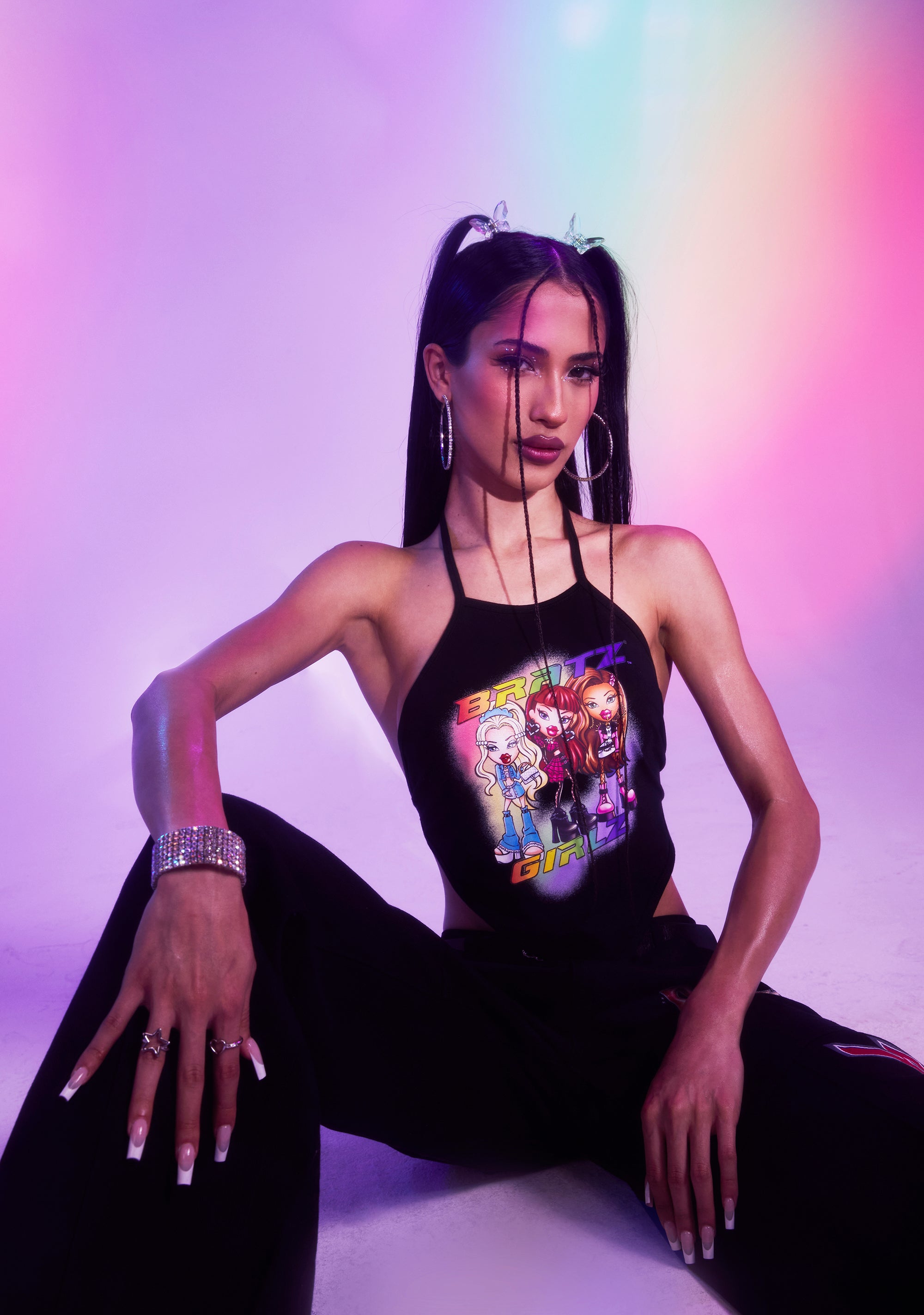Dolls Kill x Bratz Graphic Halter Top - Black