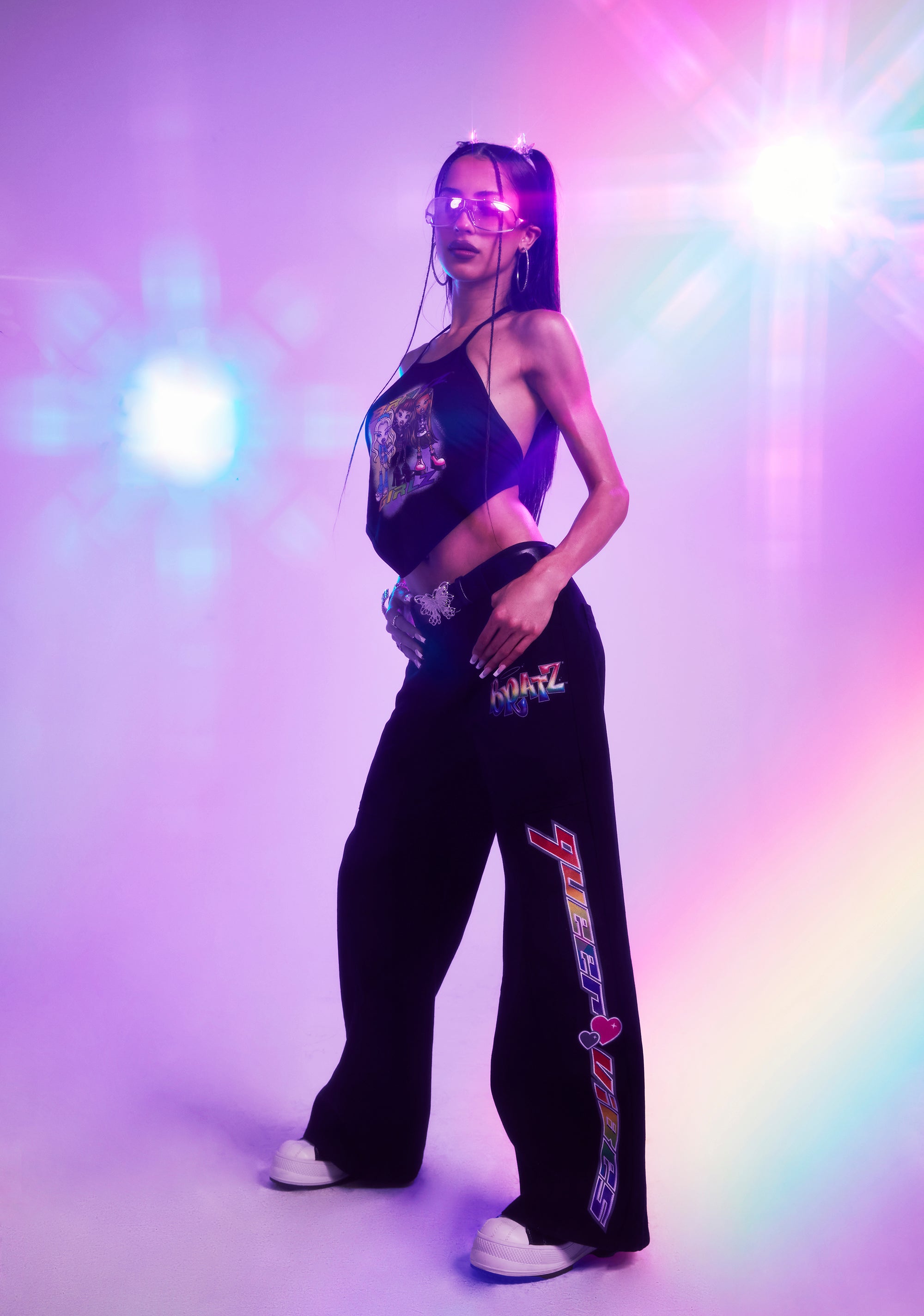 Dolls Kill x Bratz Twill Pants With Rainbow Graphics And