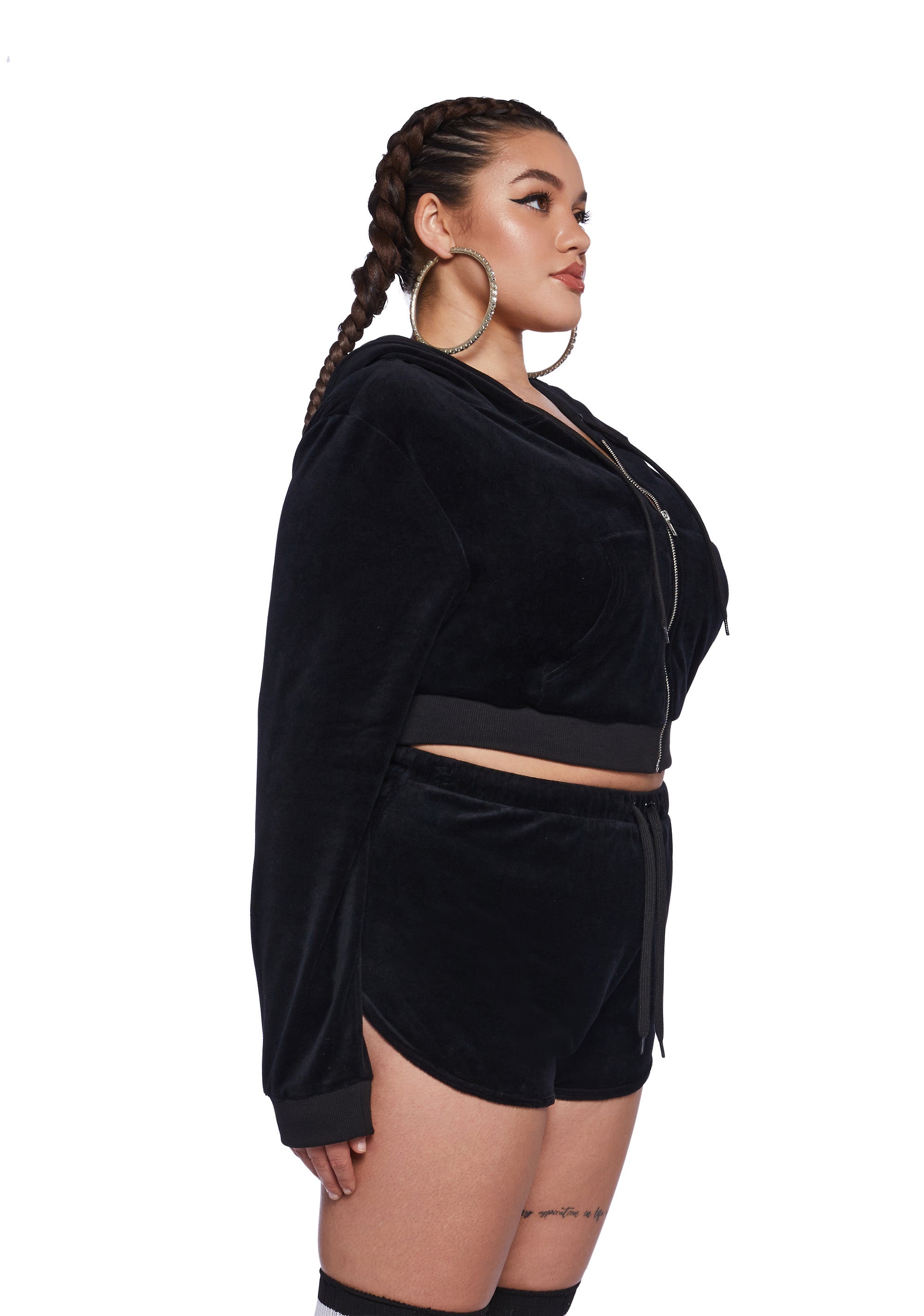 Plus Size Dolls Kill x Bratz Rainbow Velour Cropped Jacket Hoodie
