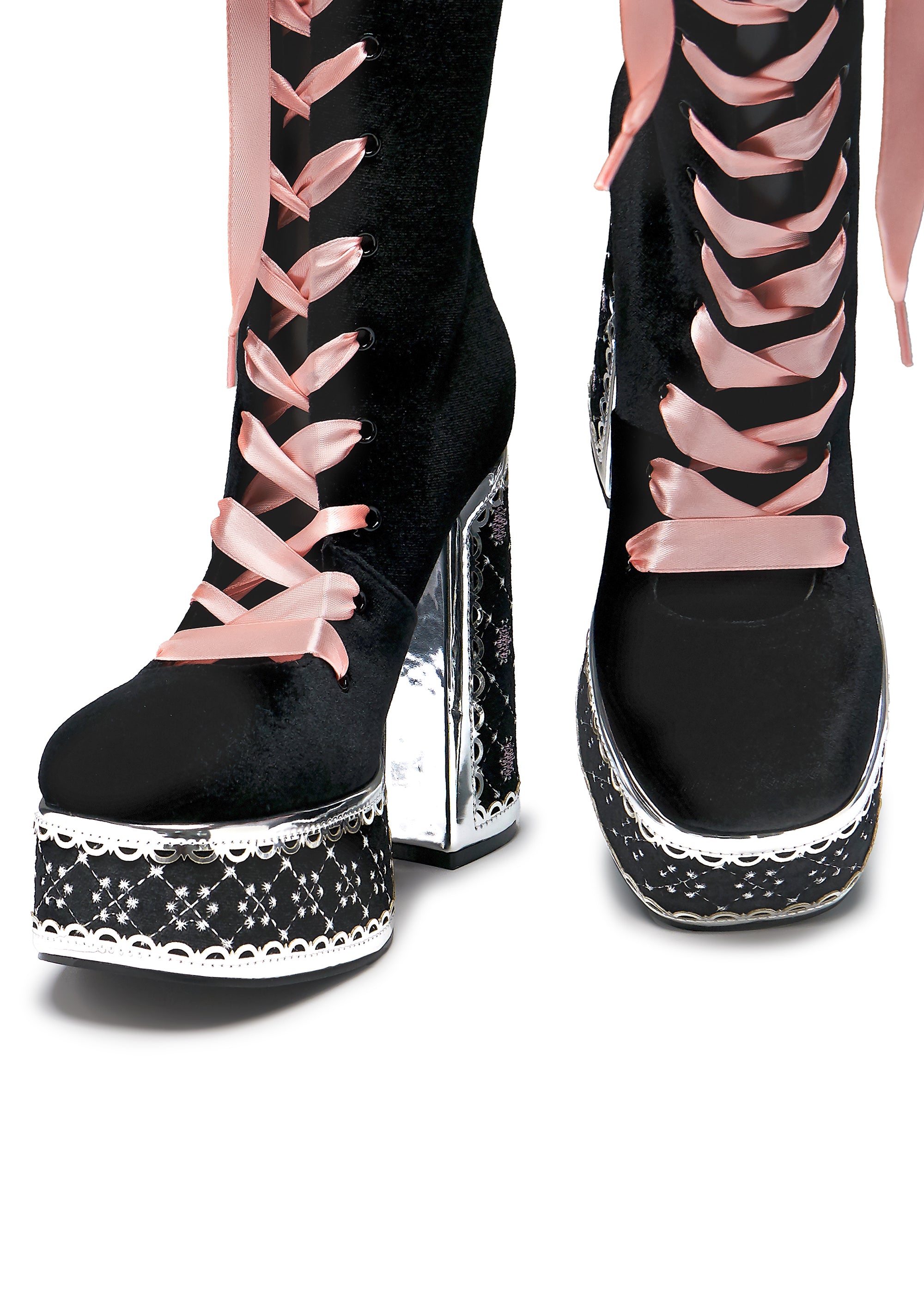 Koi Footwear Guiltless Ghost Lace Up Platform Long Boots