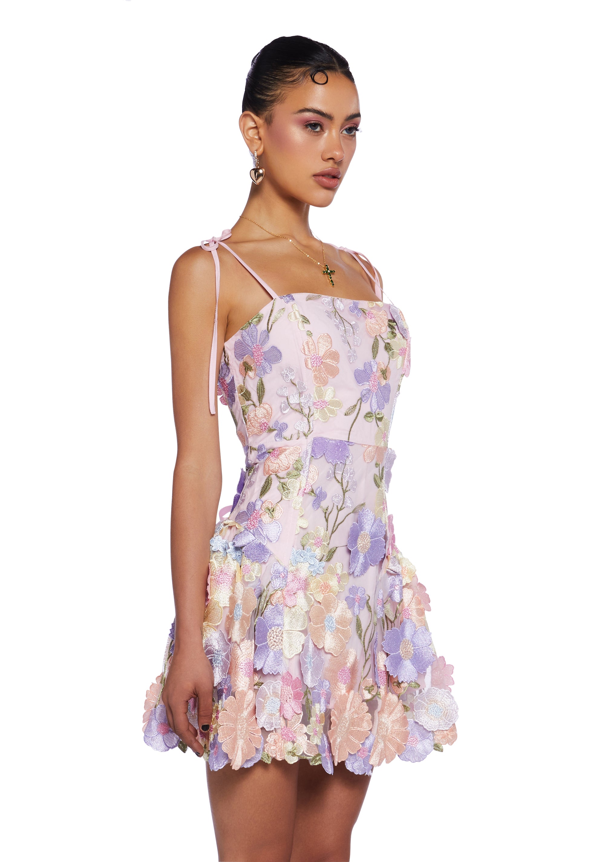 Sugar Thrillz Regency 3D Floral Mesh Drop Waist Fit N' Flare Dress - Light Purple Dolls Kill Sugar Thrillz Regency 3D Floral Mesh Drop Waist Fit N' Flare Dress - Light Purple Dolls Kill