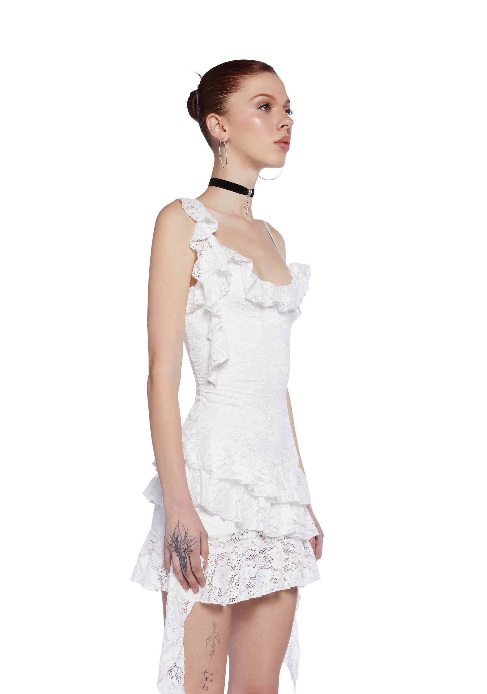 Generation Kiss Lace Mini Dress With Ruffles Y2K