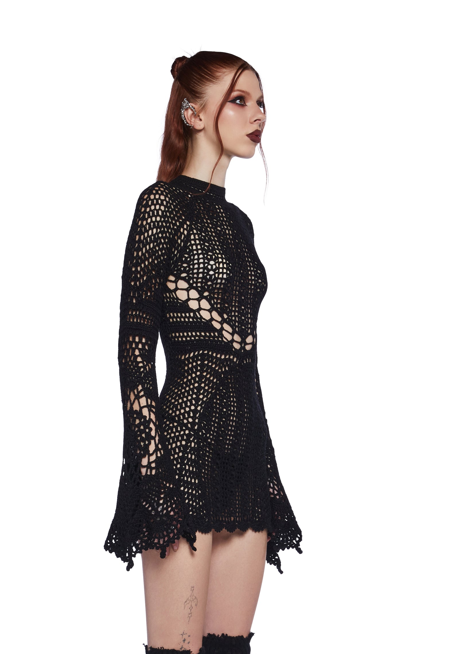 Dark Destiny Crochet Mini Dress