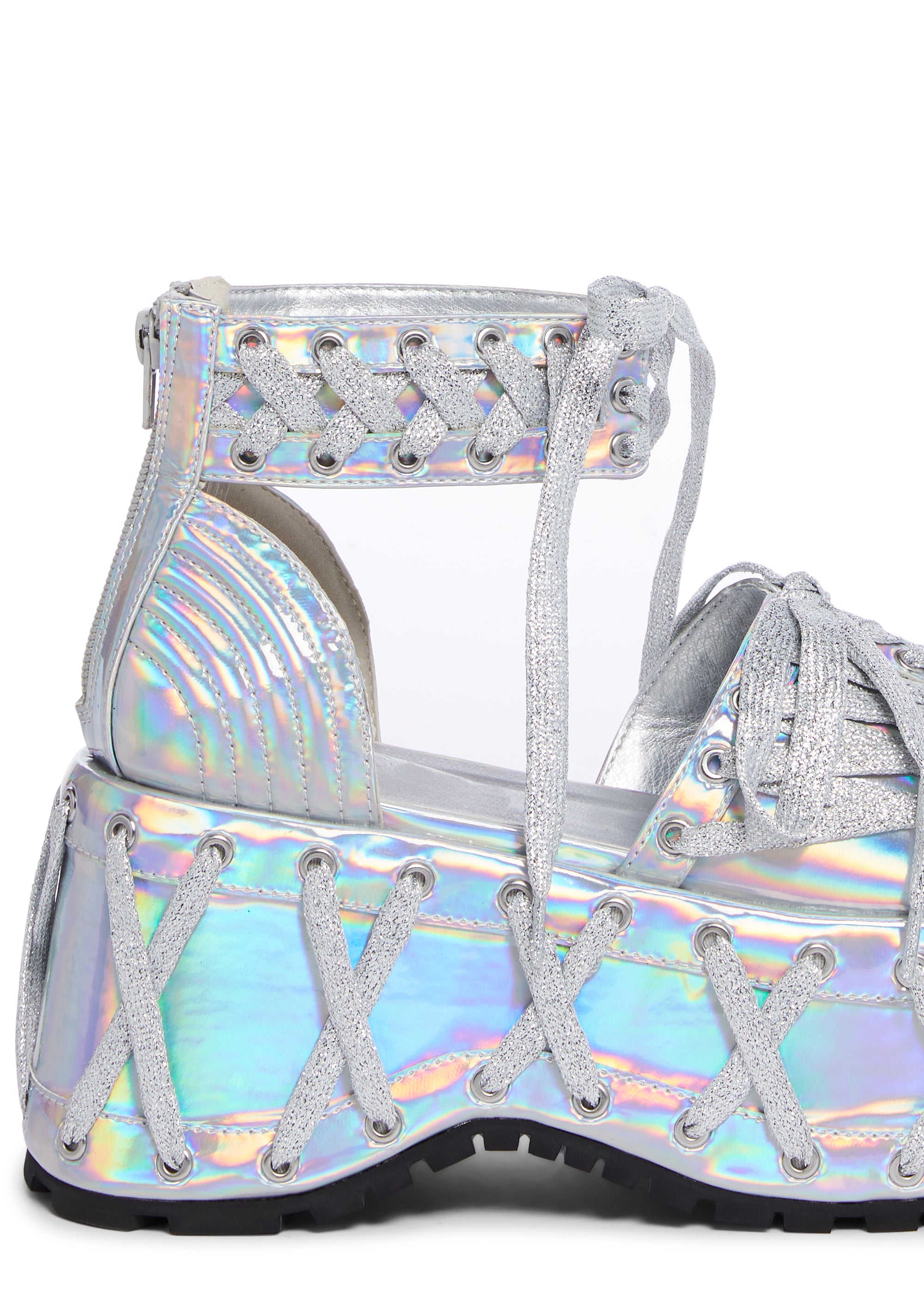 Platform sandals holographic hot sale