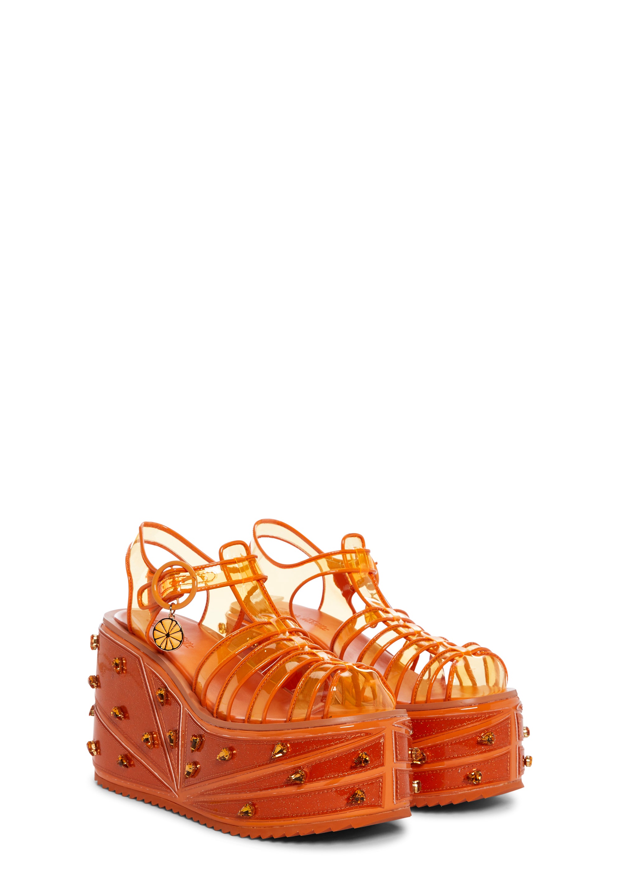 Sugar Thrillz Lemon Jelly Platform Sandals - Orange – Dolls Kill