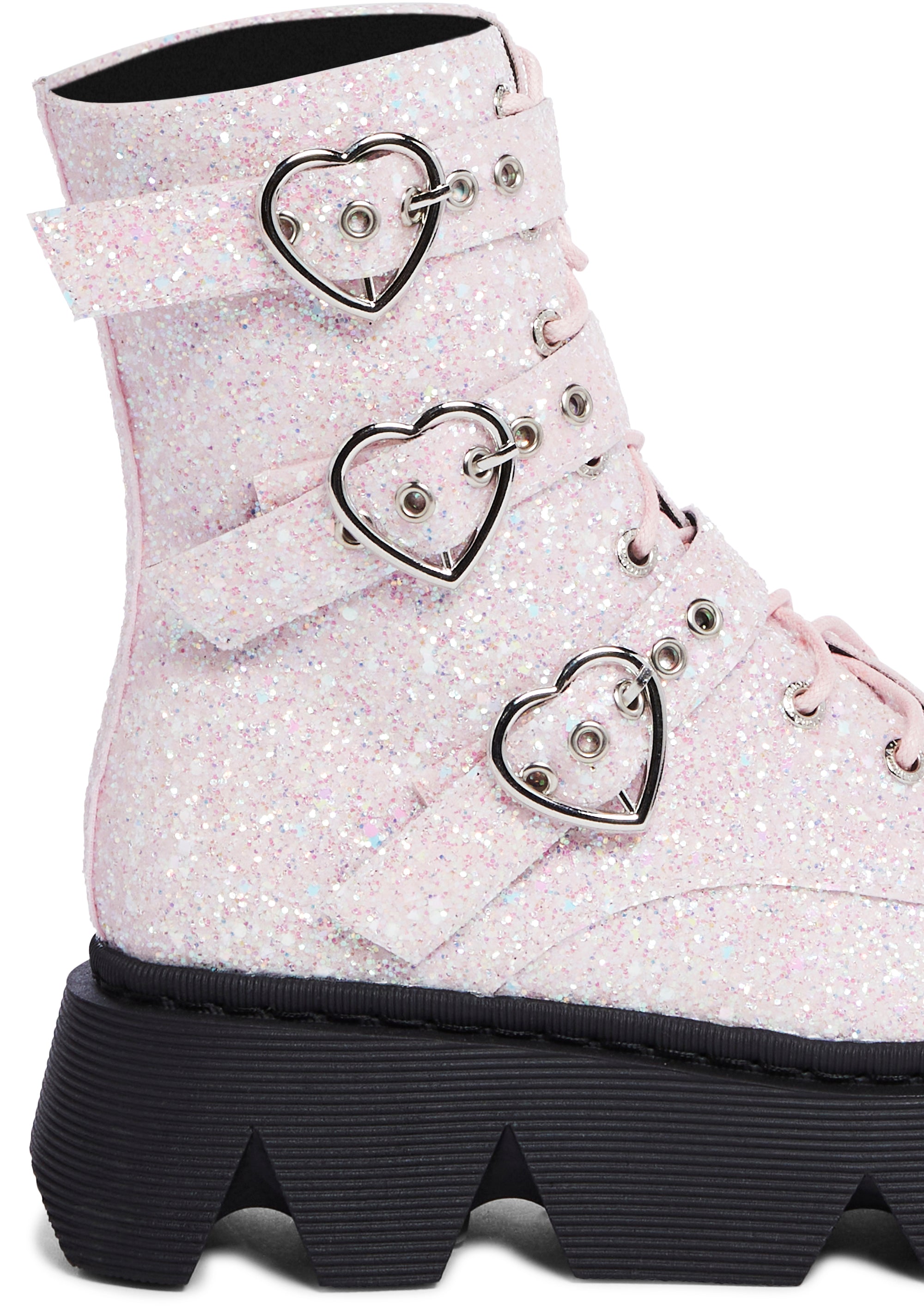 Lamoda Glitter Heart Buckle Combat Boots Pink Dolls Kill