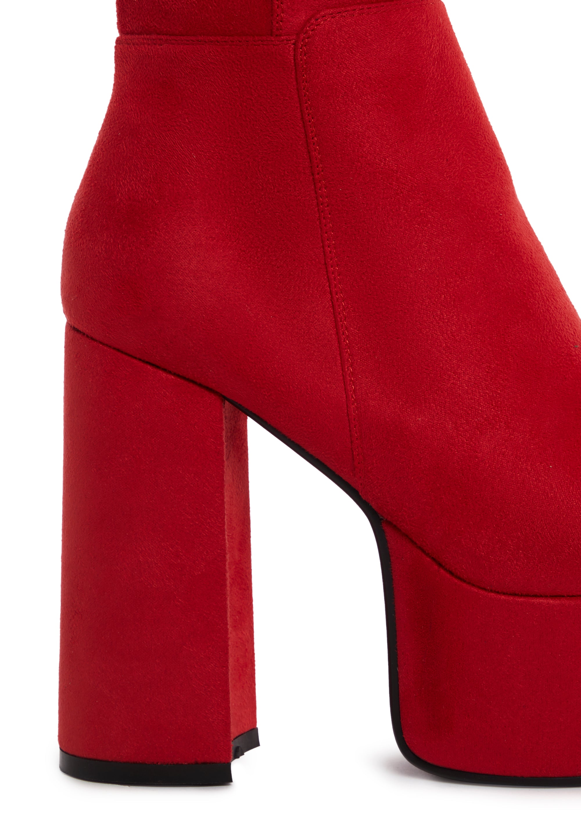 Lamoda Faux Suede Faux Fur Trim Platform Boots Red – Dolls Kill