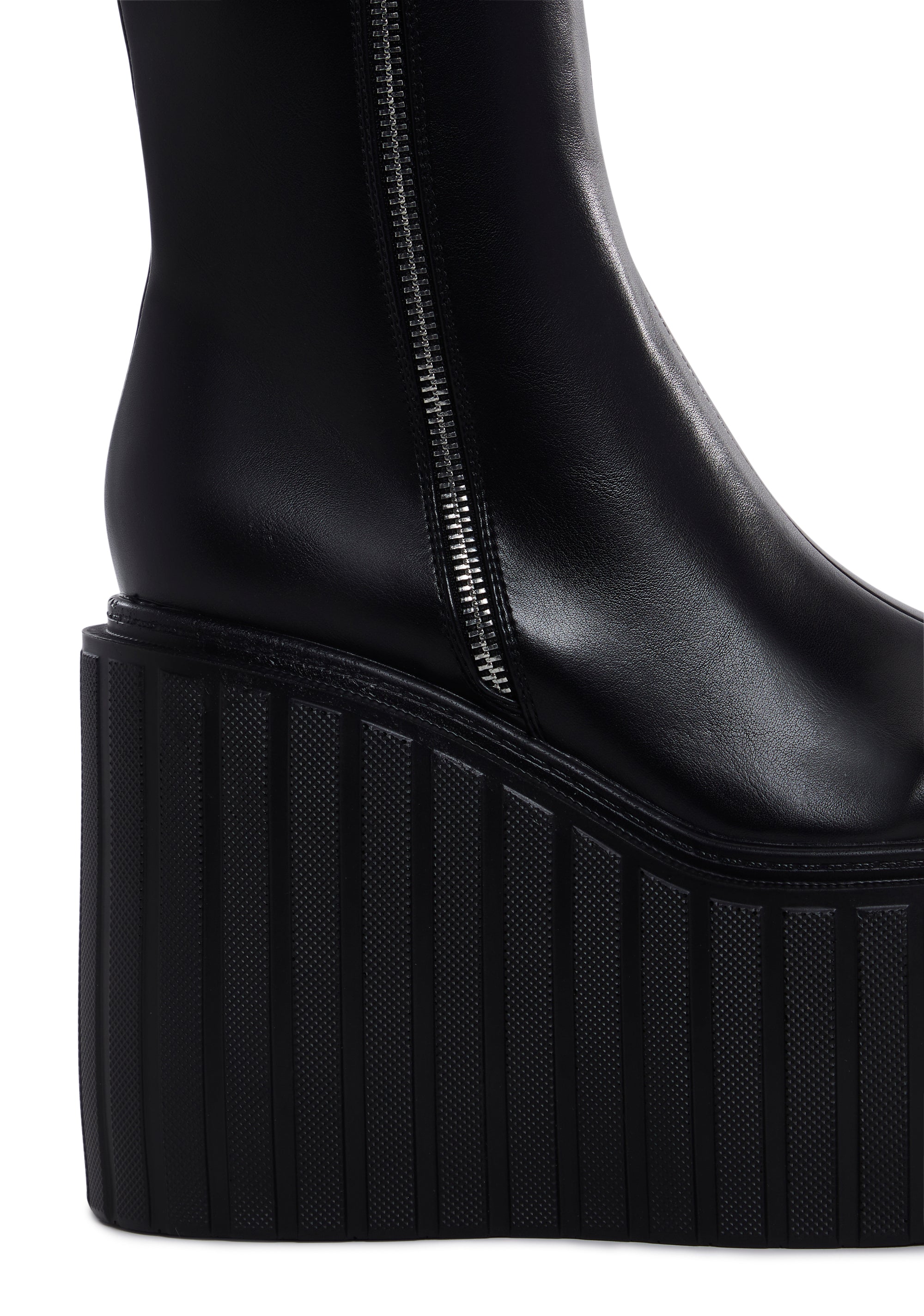 Lamoda Vegan Leather Platform Wedge Boots - Black – Dolls Kill